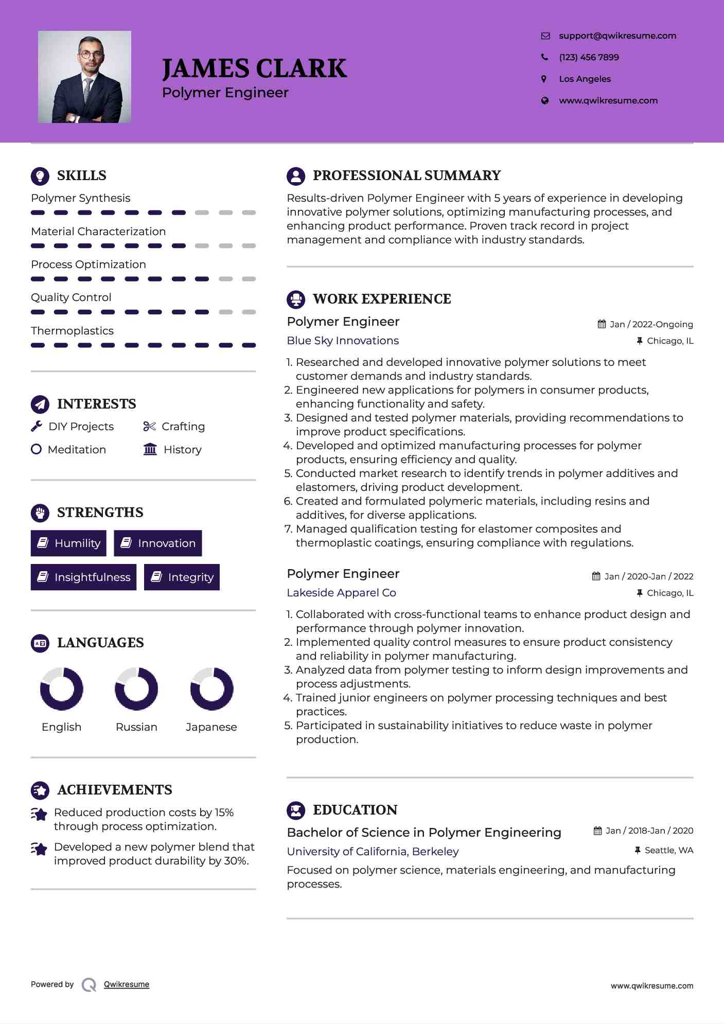 Polymer Engineer Resume Format