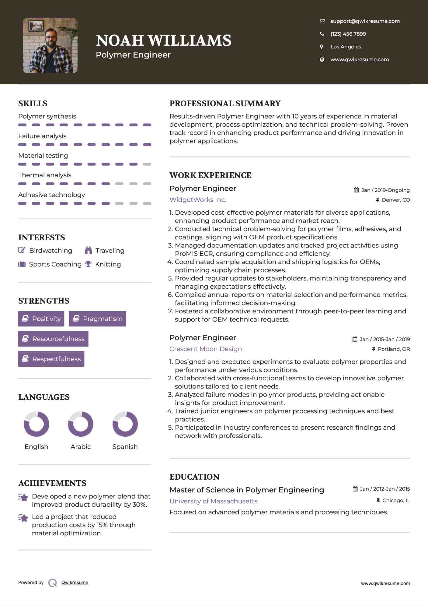 Polymer Engineer Resume Template