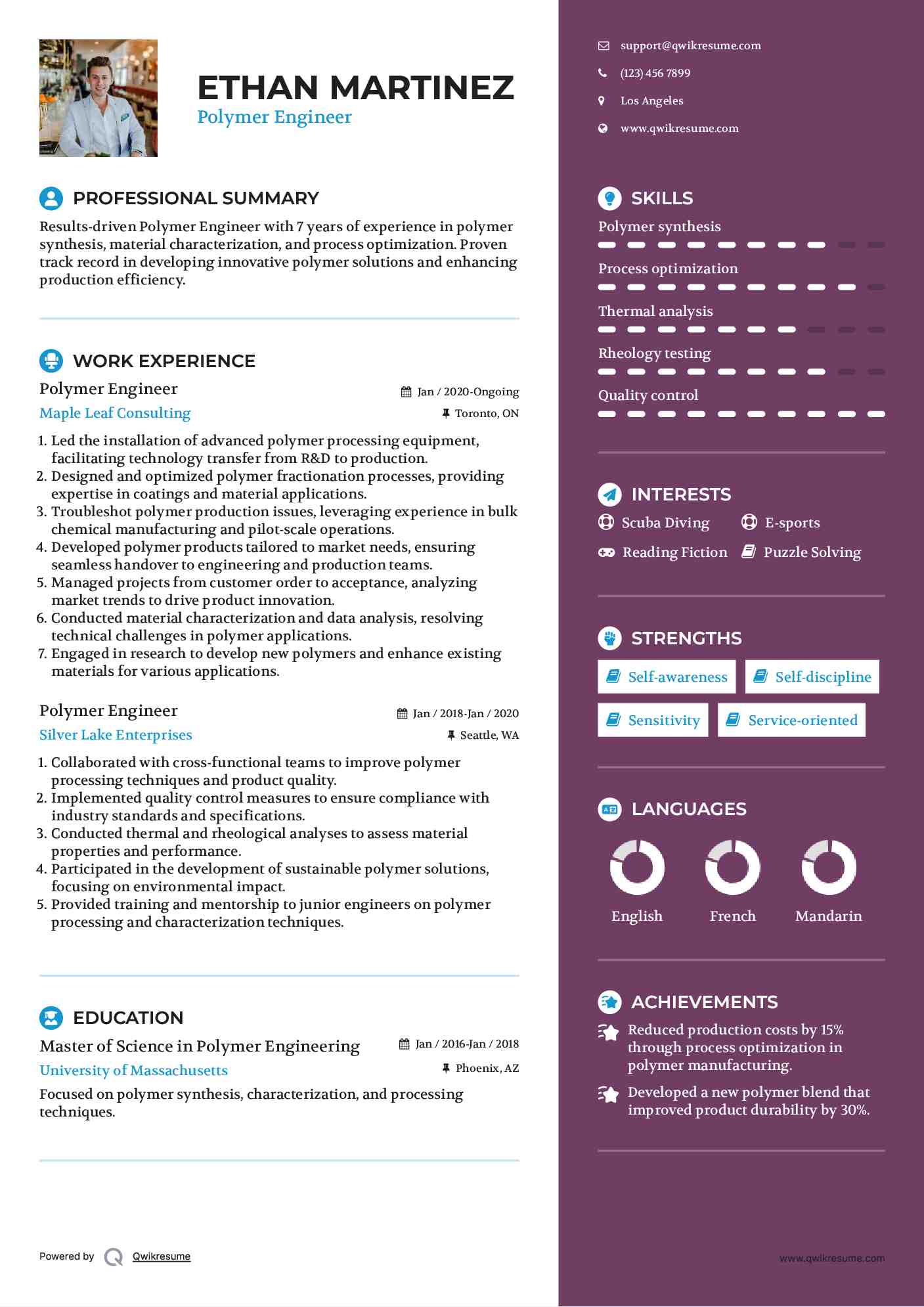 Polymer Engineer Resume Format