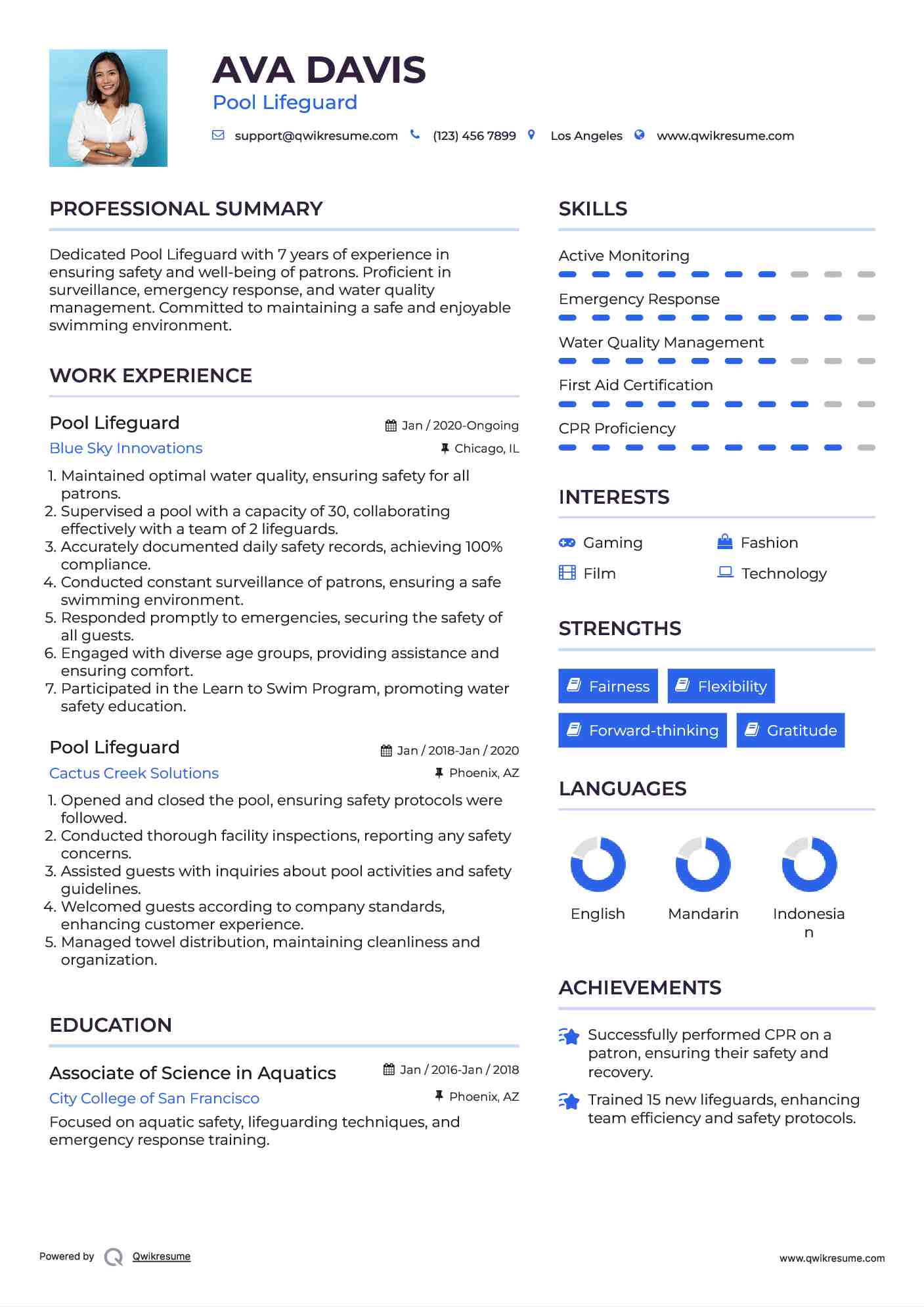 Pool Lifeguard Resume Format