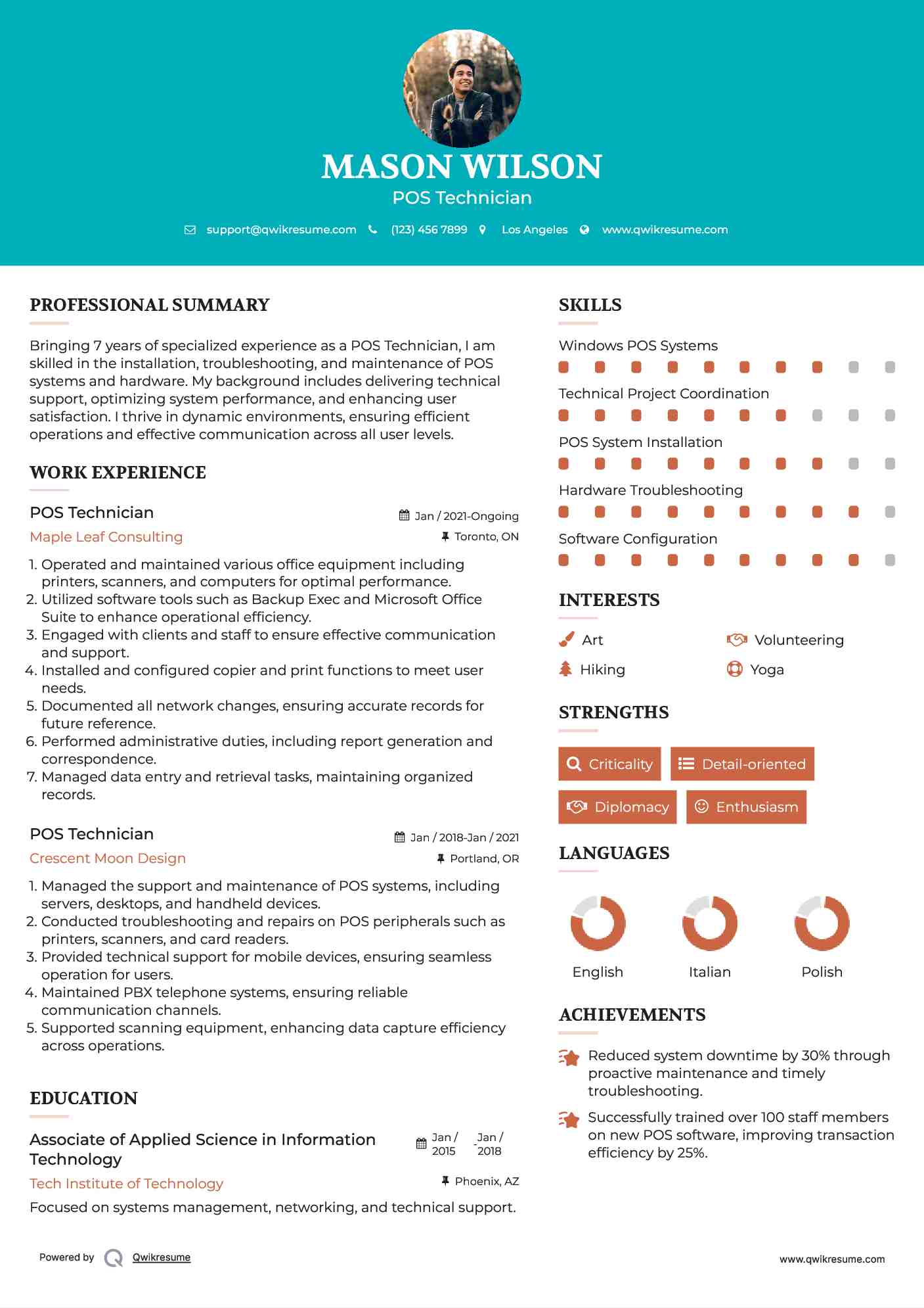 POS Technician Resume Model