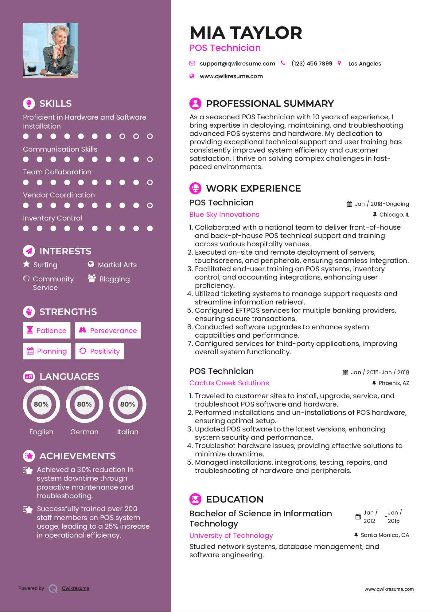 POS Technician Resume Template