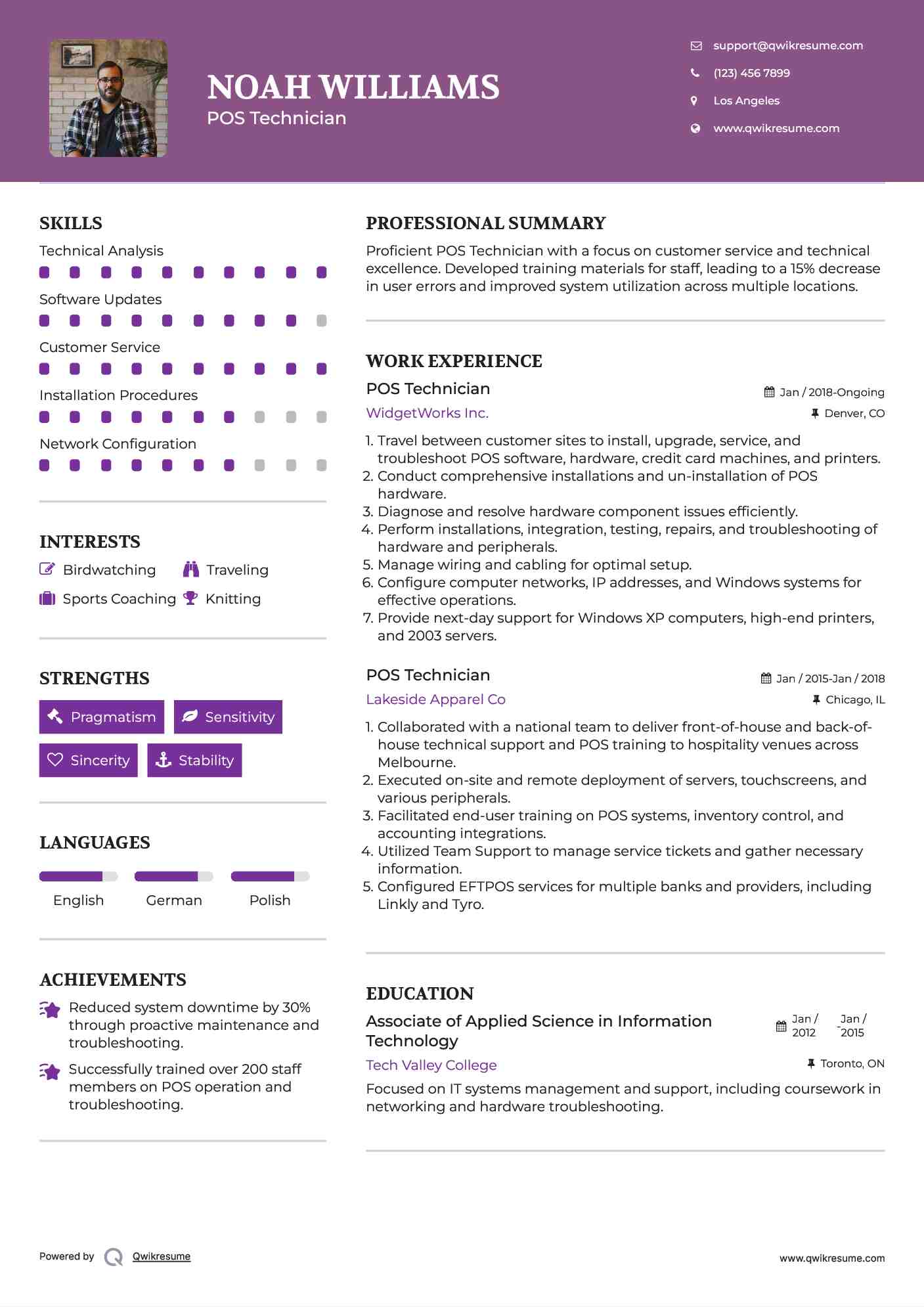 POS Technician Resume Model