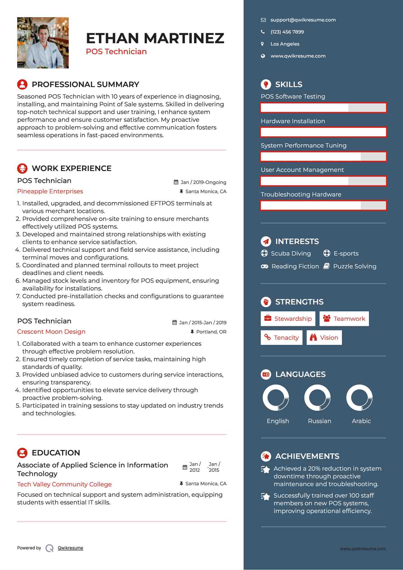 POS Technician Resume Example
