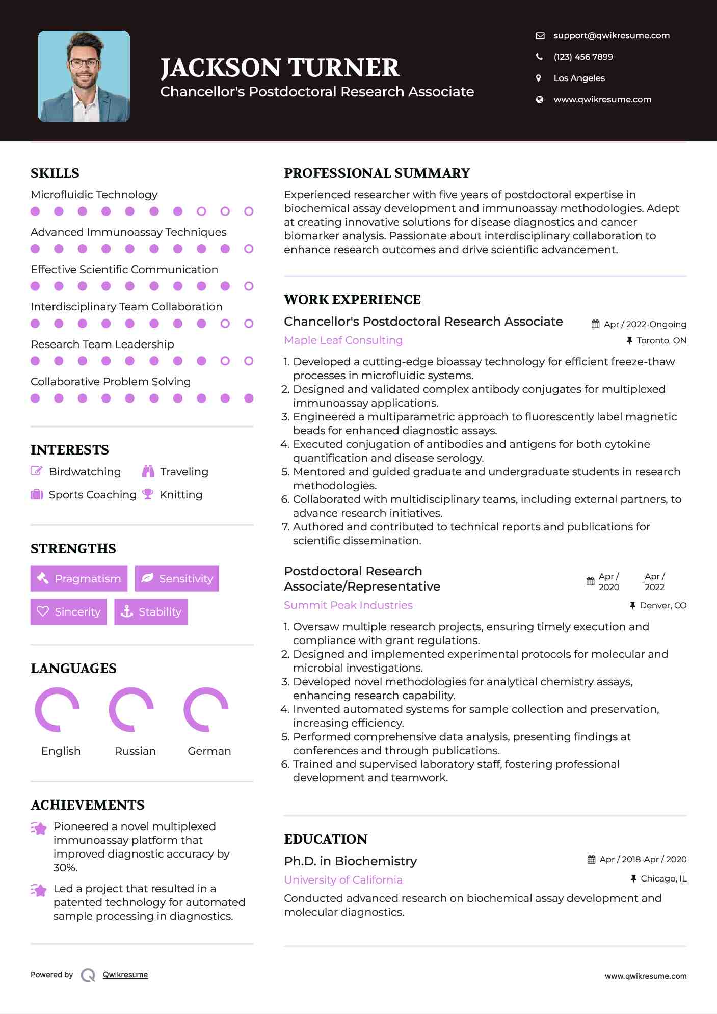 Chancellor's Postdoctoral Research Associate Resume Format