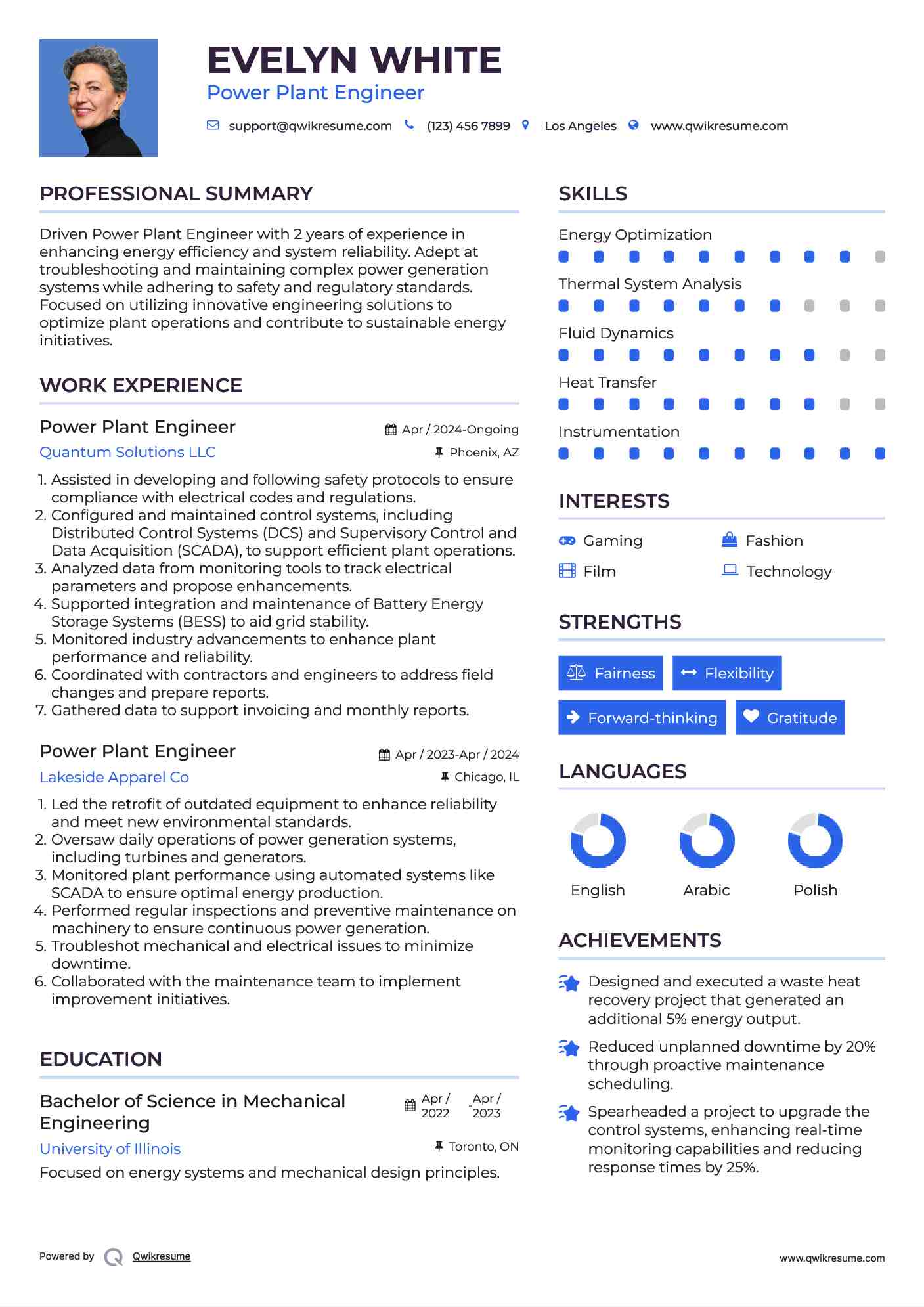 Power Plant Engineer Resume Template