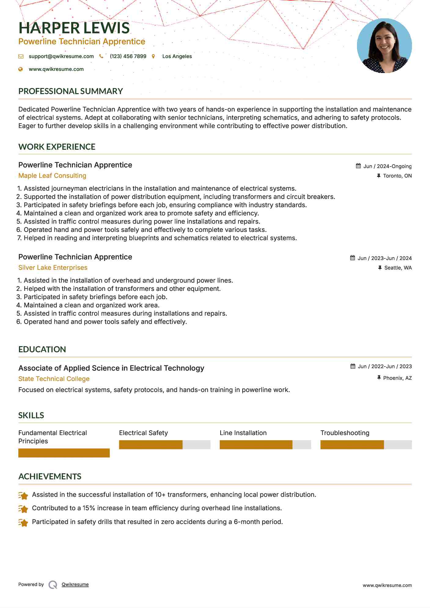 Powerline Technician Apprentice Resume Format