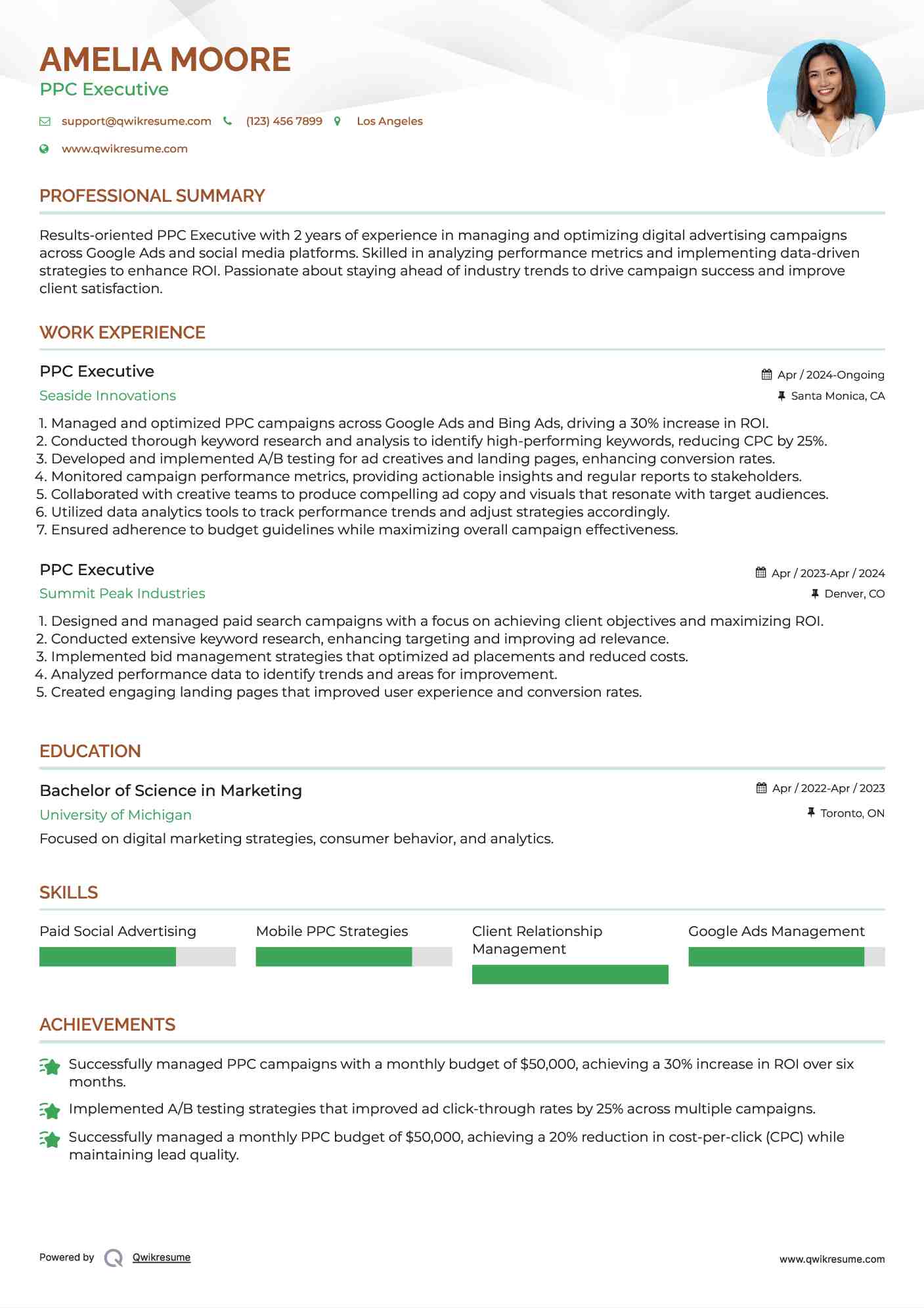 PPC Executive Resume Format