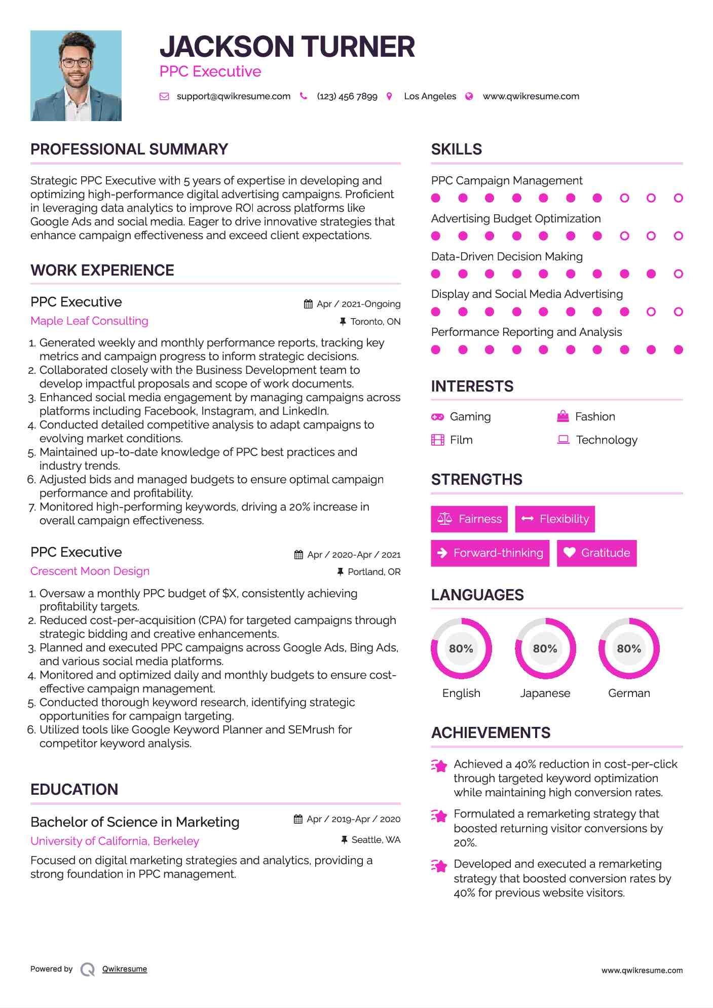 PPC Executive Resume Format