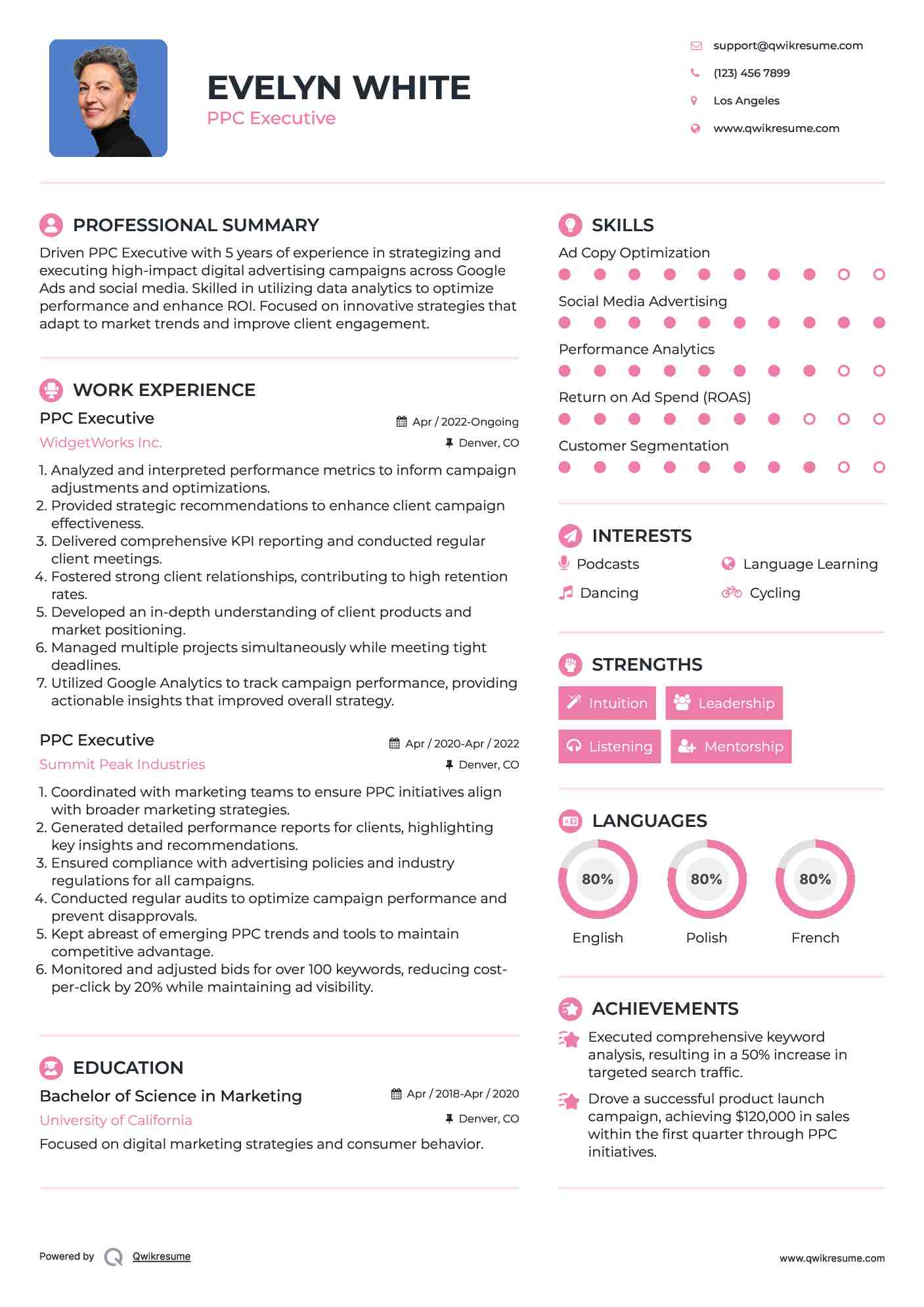 PPC Executive Resume Format