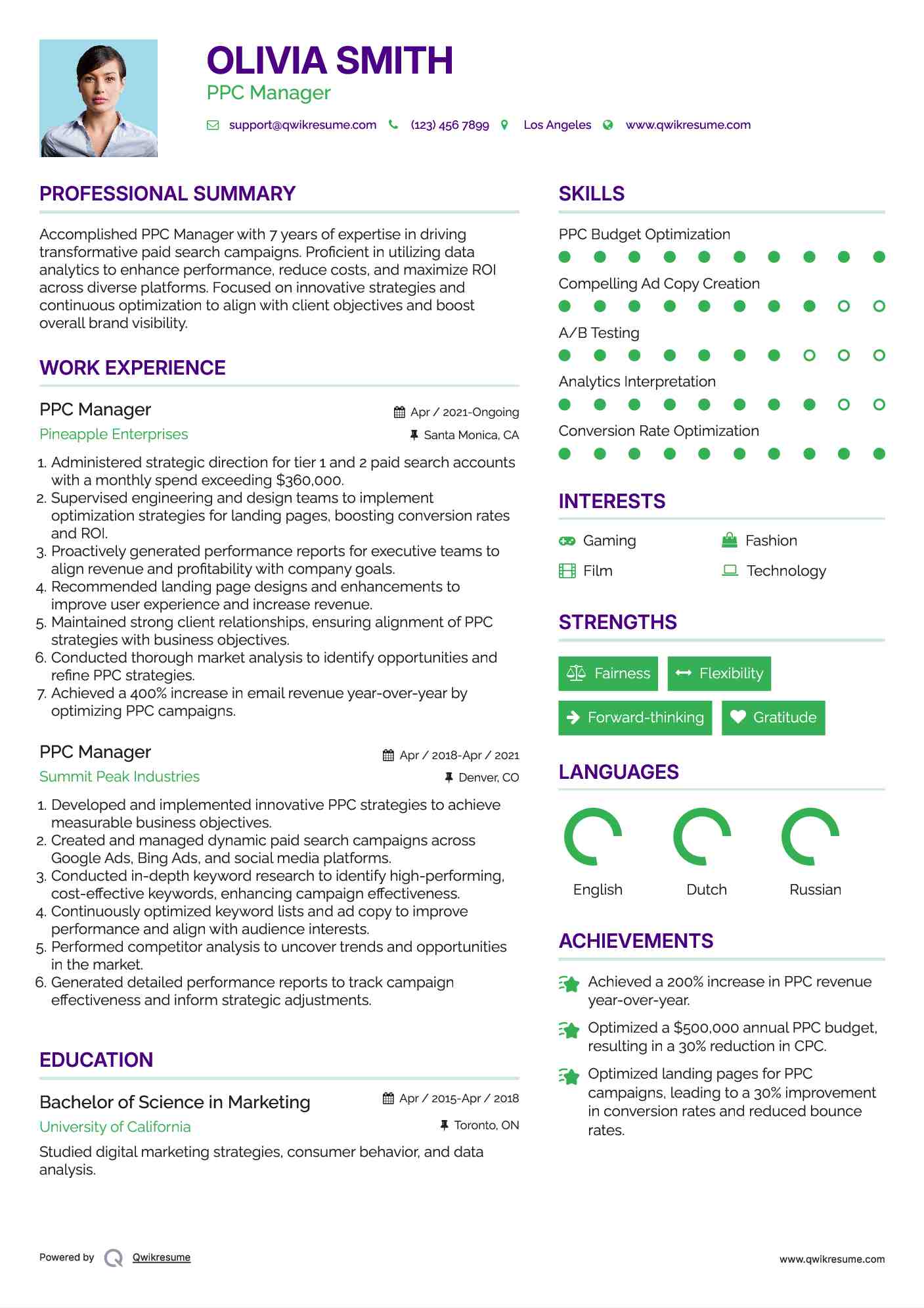 PPC Manager Resume Format