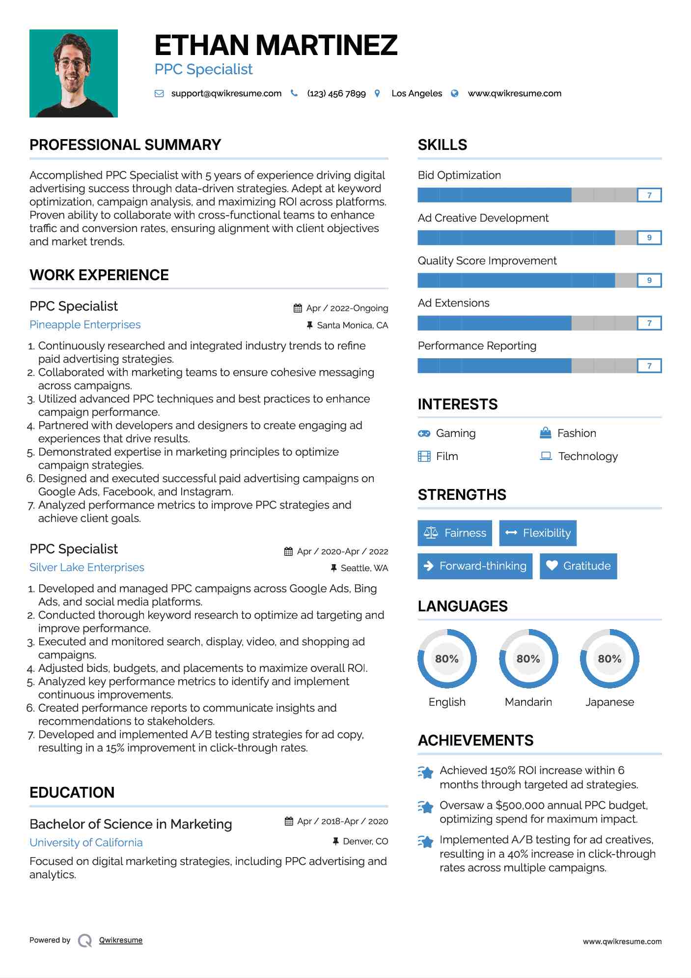 PPC Specialist Resume Format