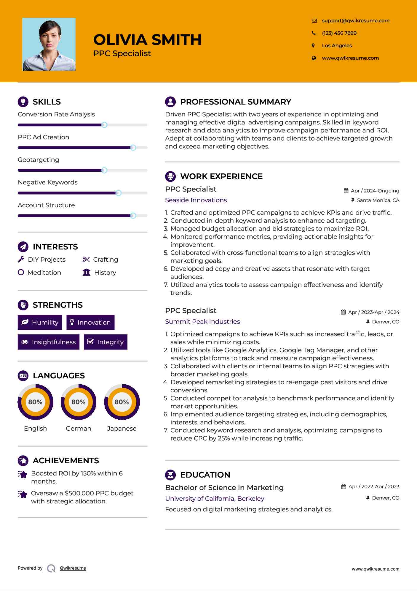 PPC Specialist Resume Format