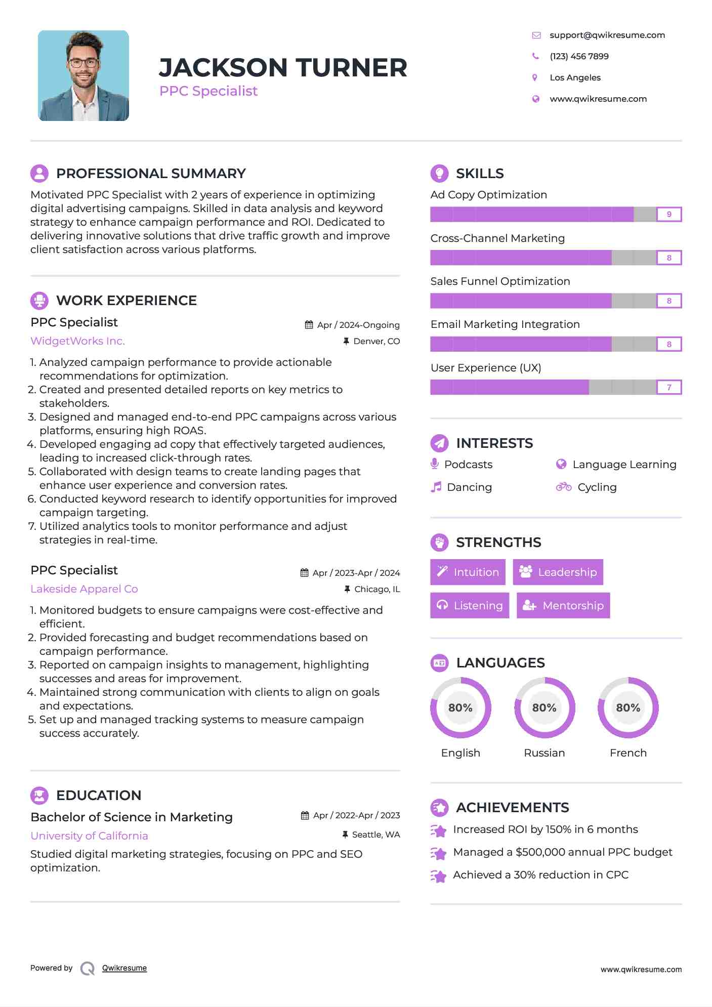 PPC Specialist Resume Template