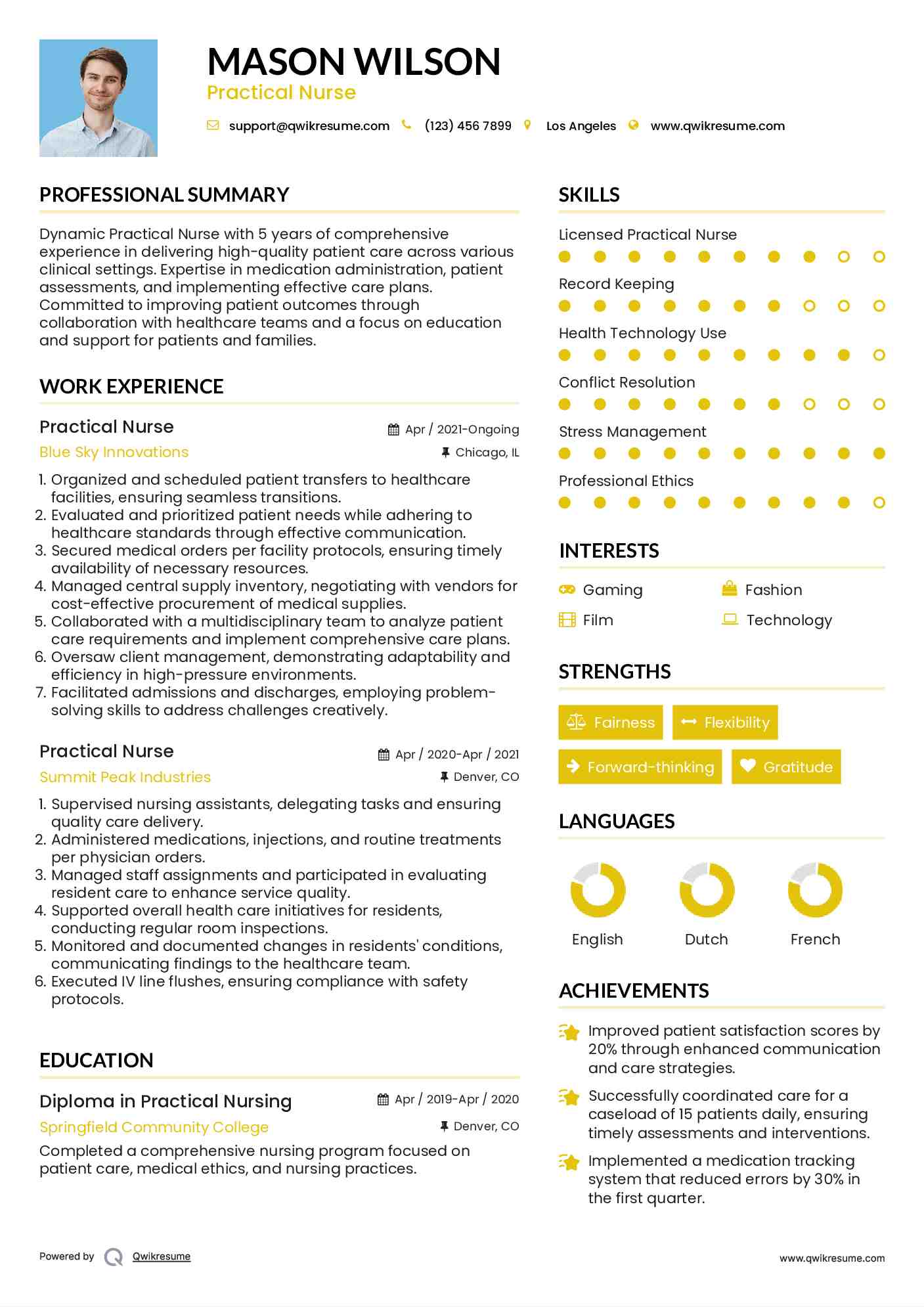 Practical Nurse Resume Template