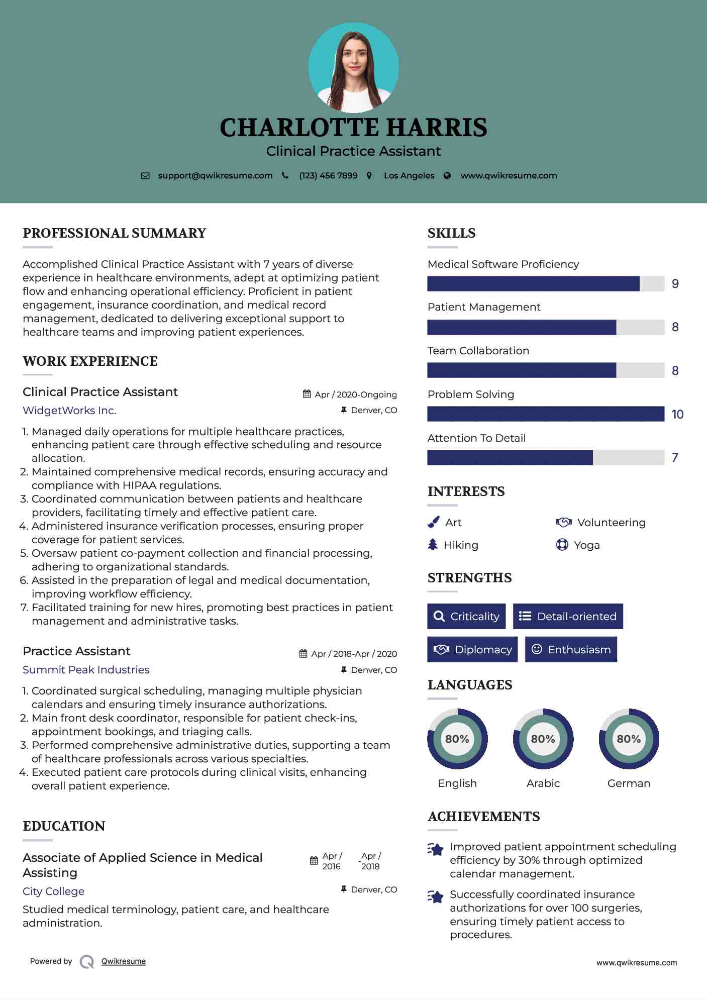 Clinical Practice Assistant Resume Format