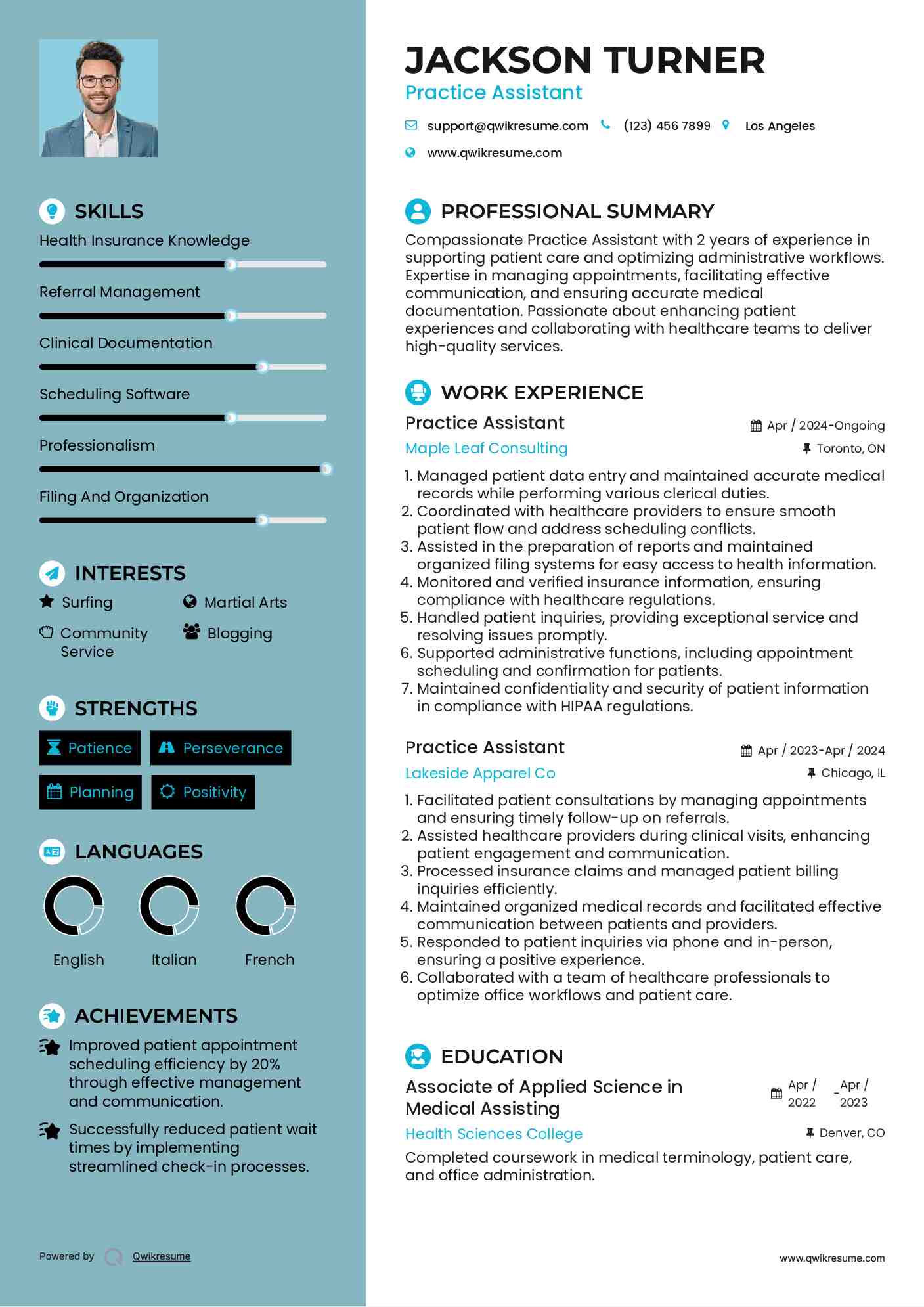 Practice Assistant Resume Model