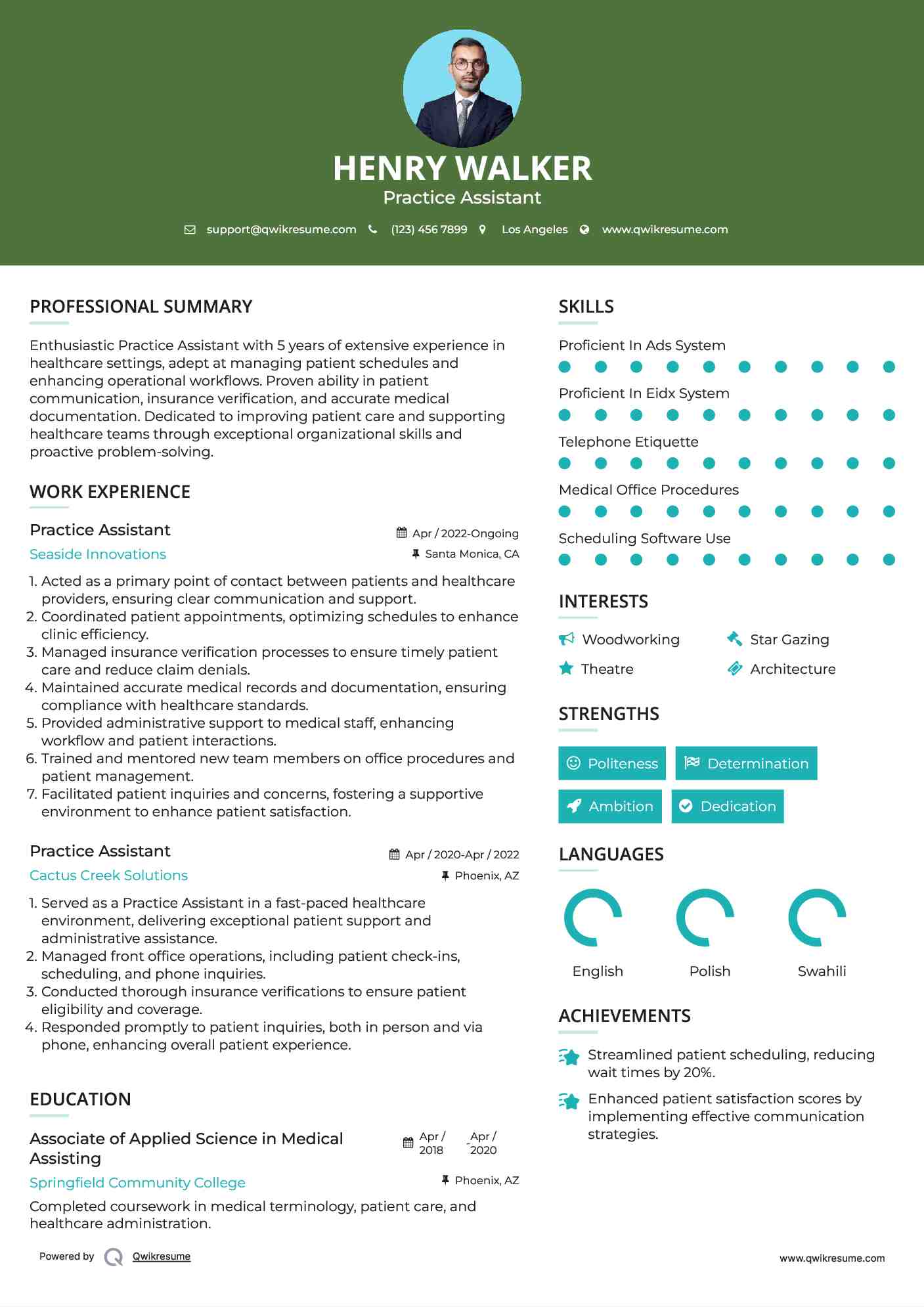 Practice Assistant Resume Format