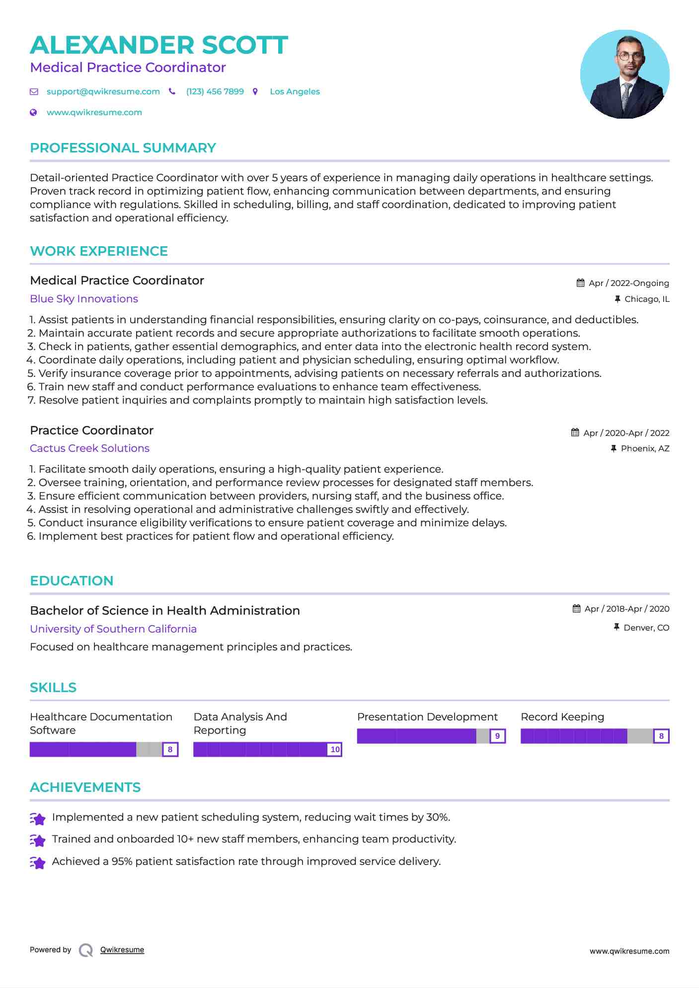 Medical Practice Coordinator Resume Format