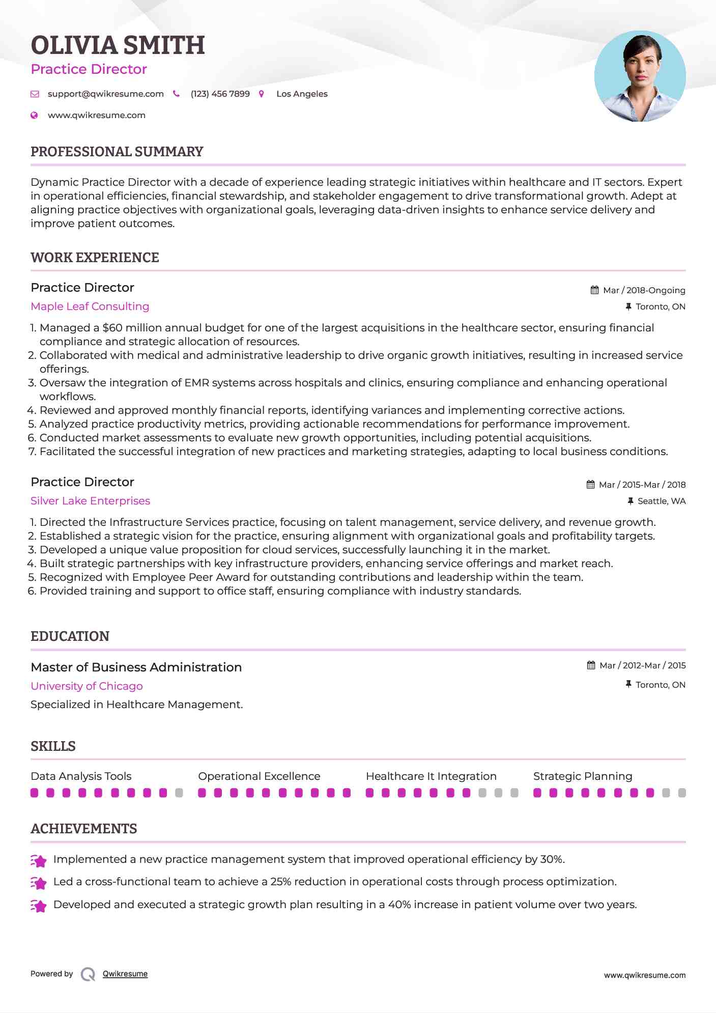 Practice Director Resume Template