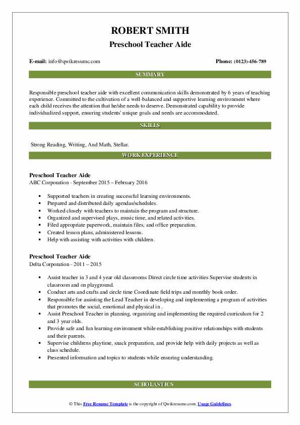Preschool Teacher Aide Resume Samples - Preschool Teacher Aide 1622536659 Pdf 