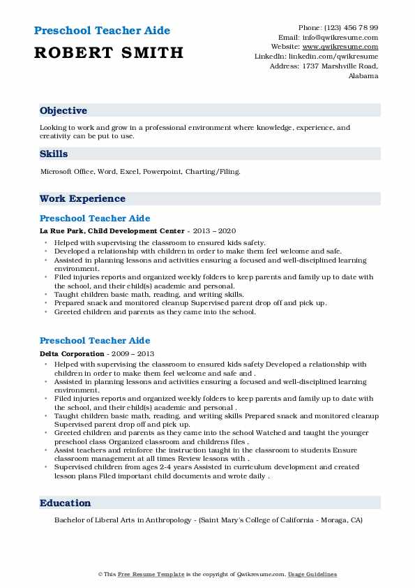 Preschool Teacher Aide Resume Samples - Preschool Teacher Aide 1622536800 Pdf 
