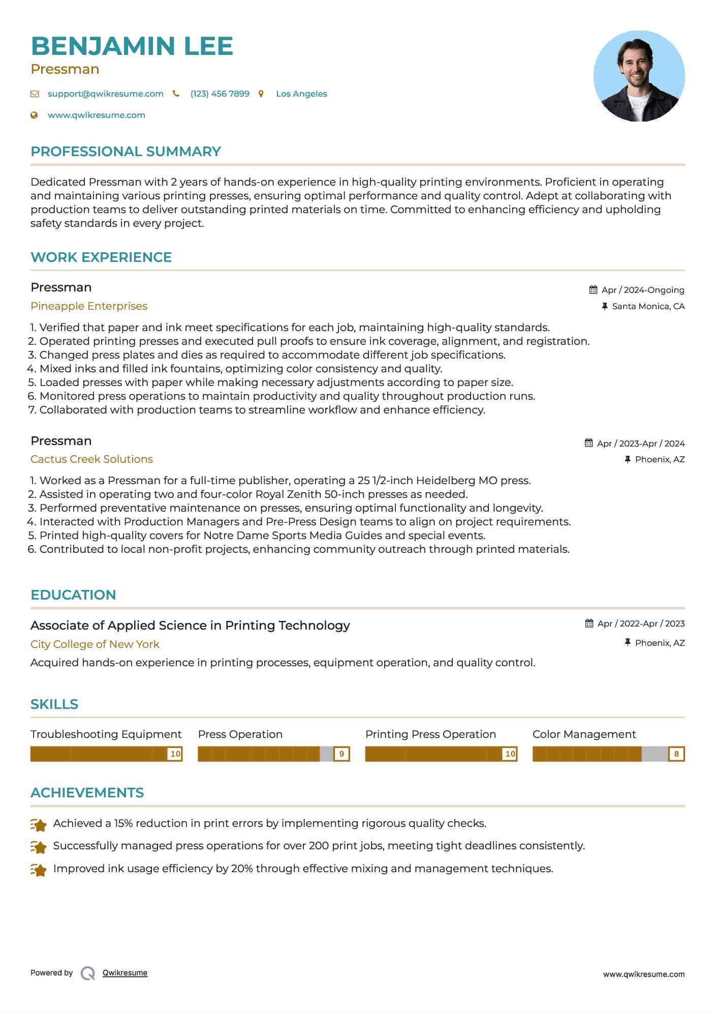Pressman Resume Template