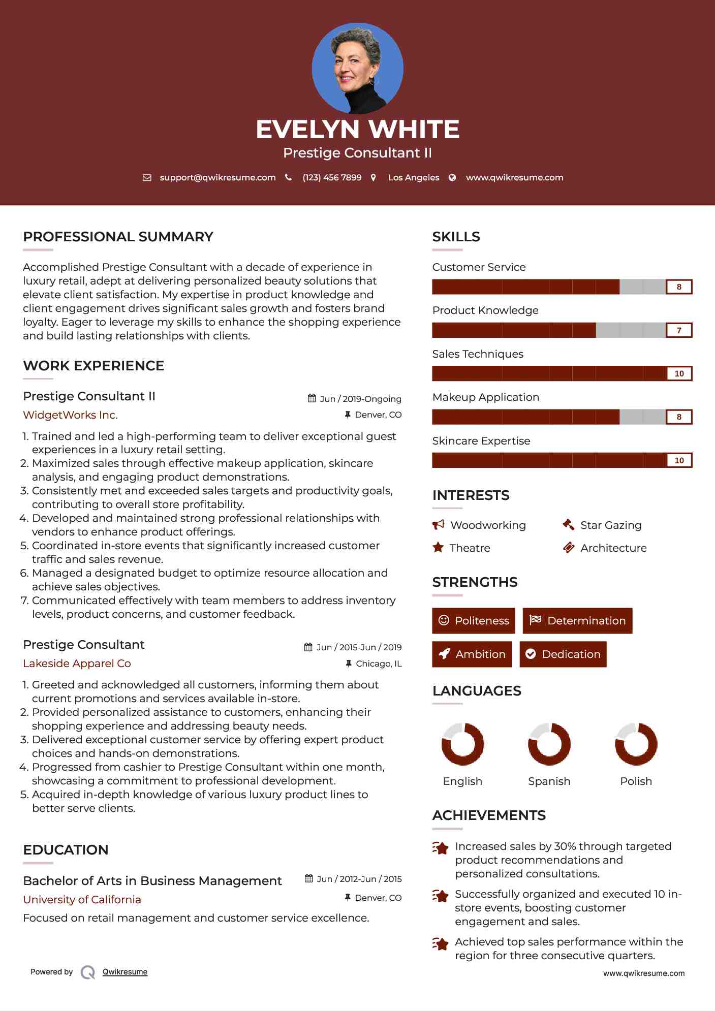 Prestige Consultant II Resume Example