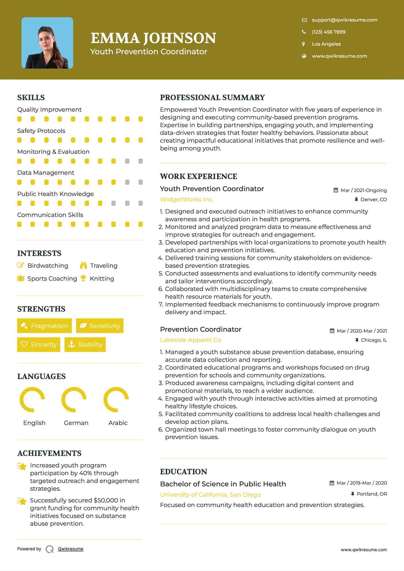 Youth Prevention Coordinator Resume Model