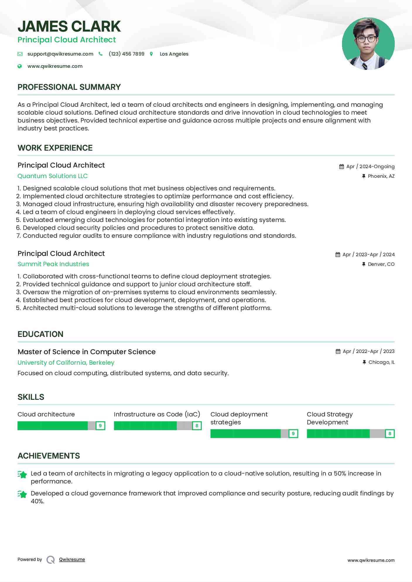 Principal Cloud Architect Resume Example