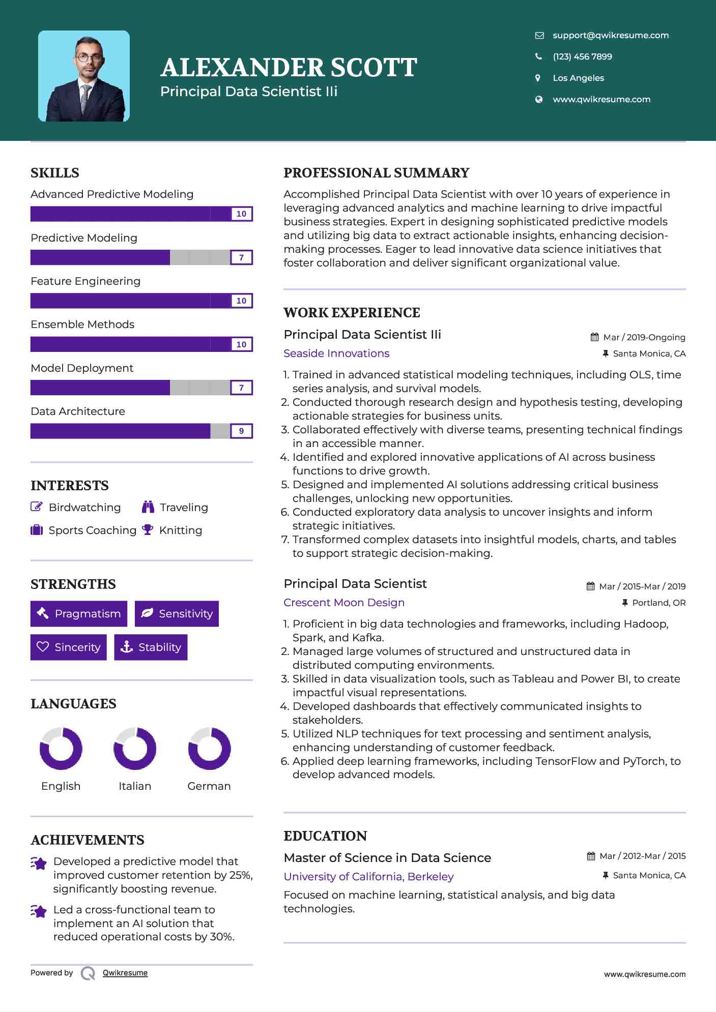 Principal Data Scientist IIi
 Resume Example