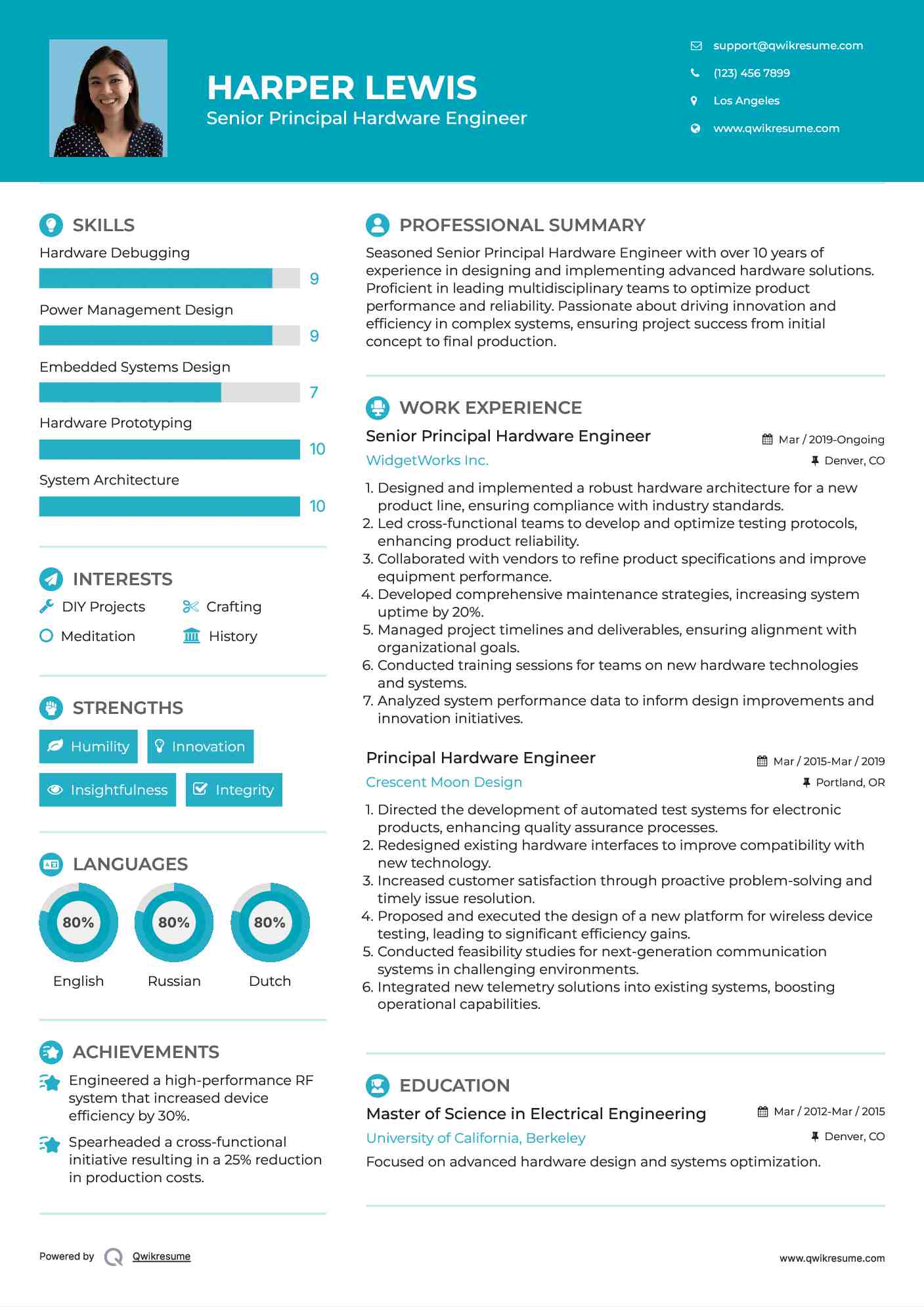 Principal Hardware Engineer Resume Samples QwikResume