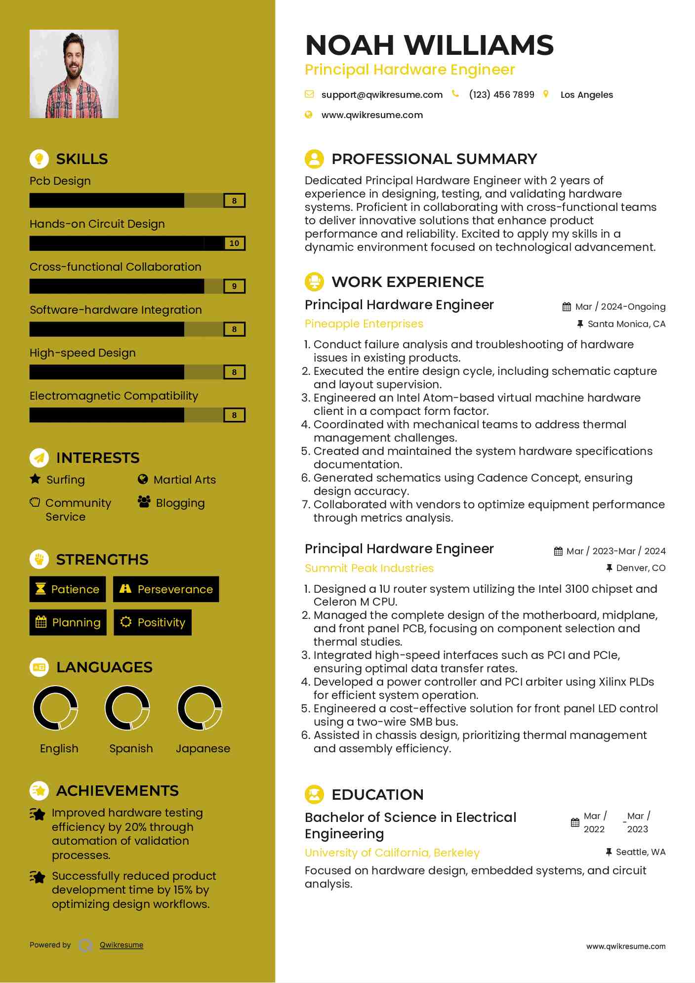 Principal Hardware Engineer Resume Model