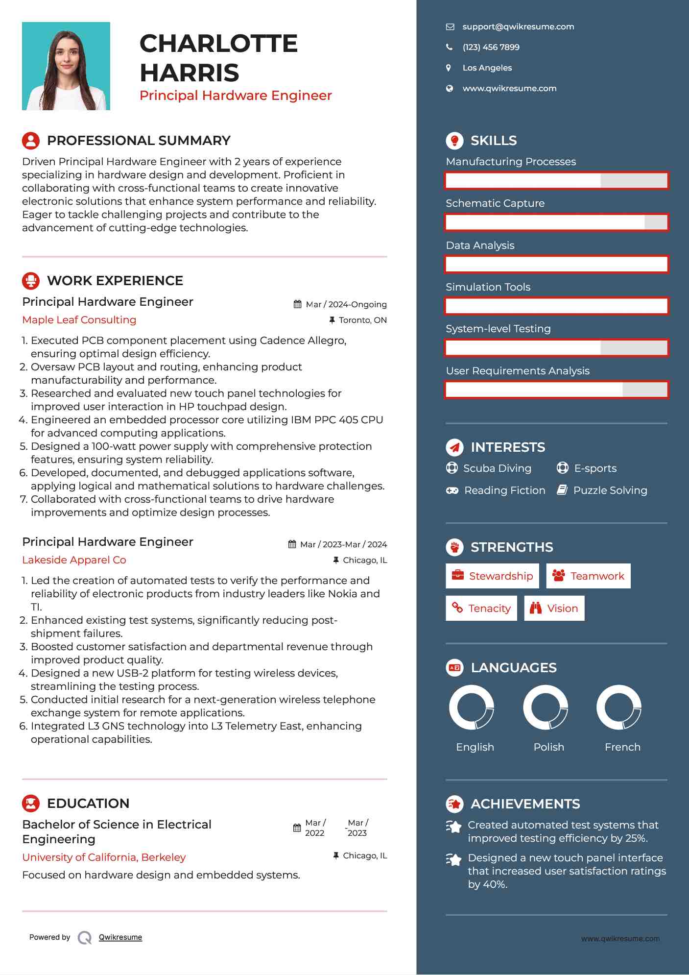 Principal Hardware Engineer Resume Samples QwikResume