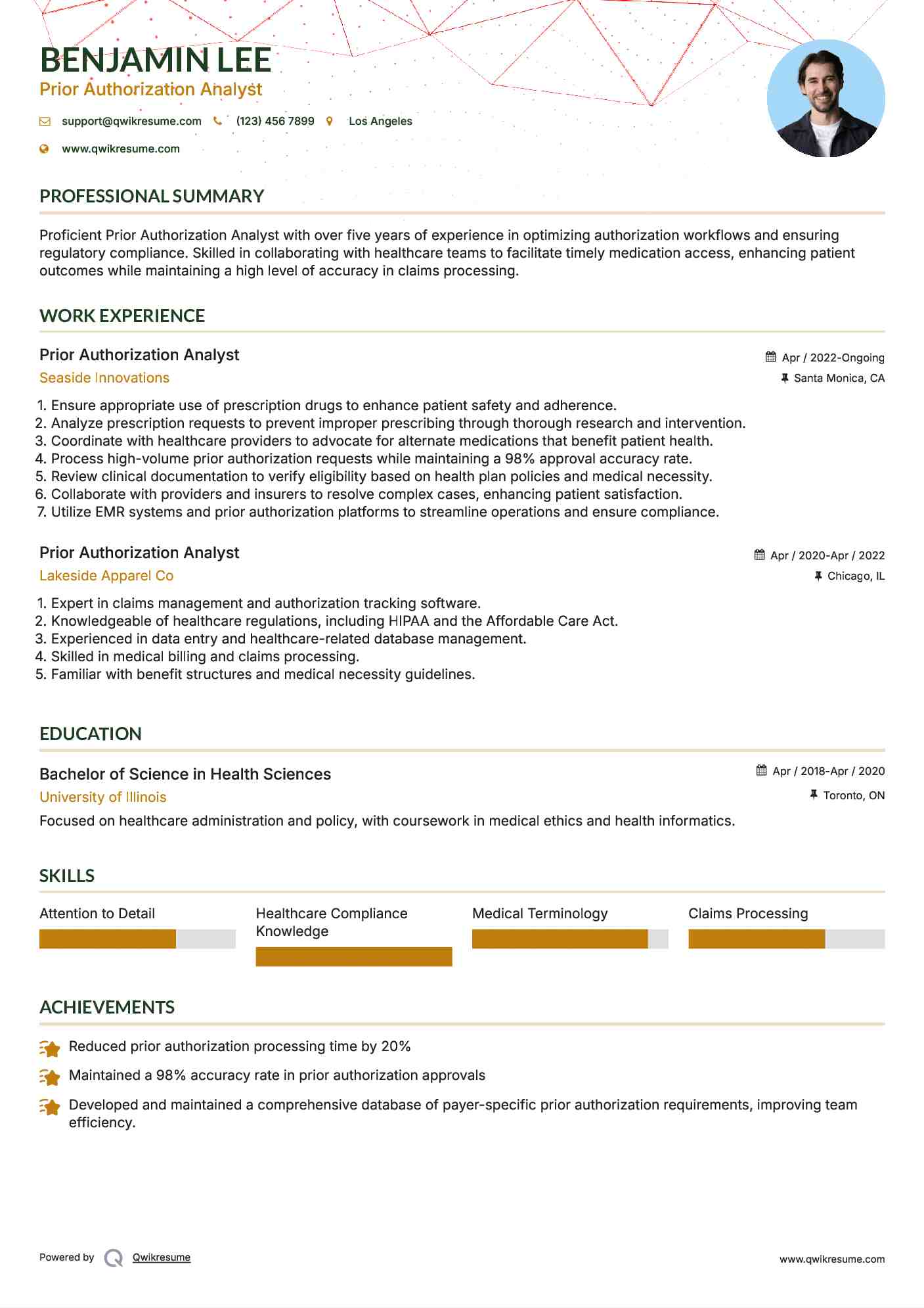 Prior Authorization Analyst Resume Sample