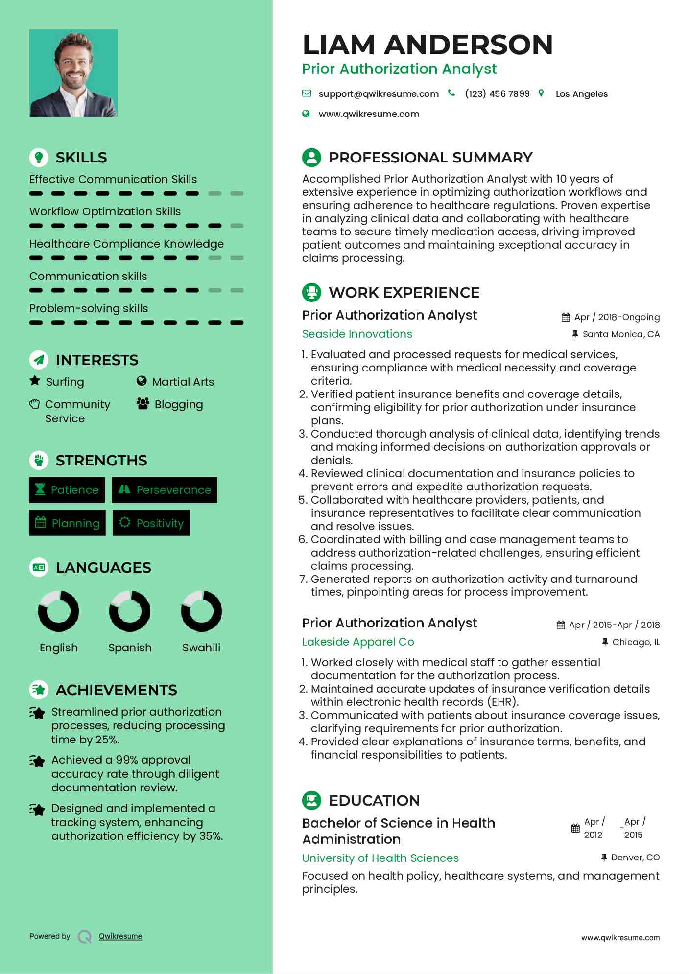 Prior Authorization Analyst Resume Format