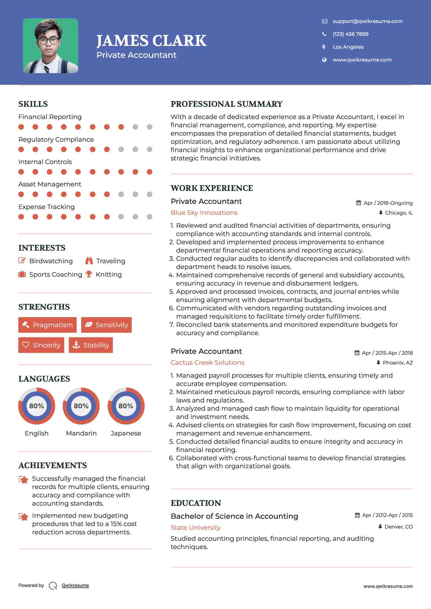 Private Accountant Resume Template