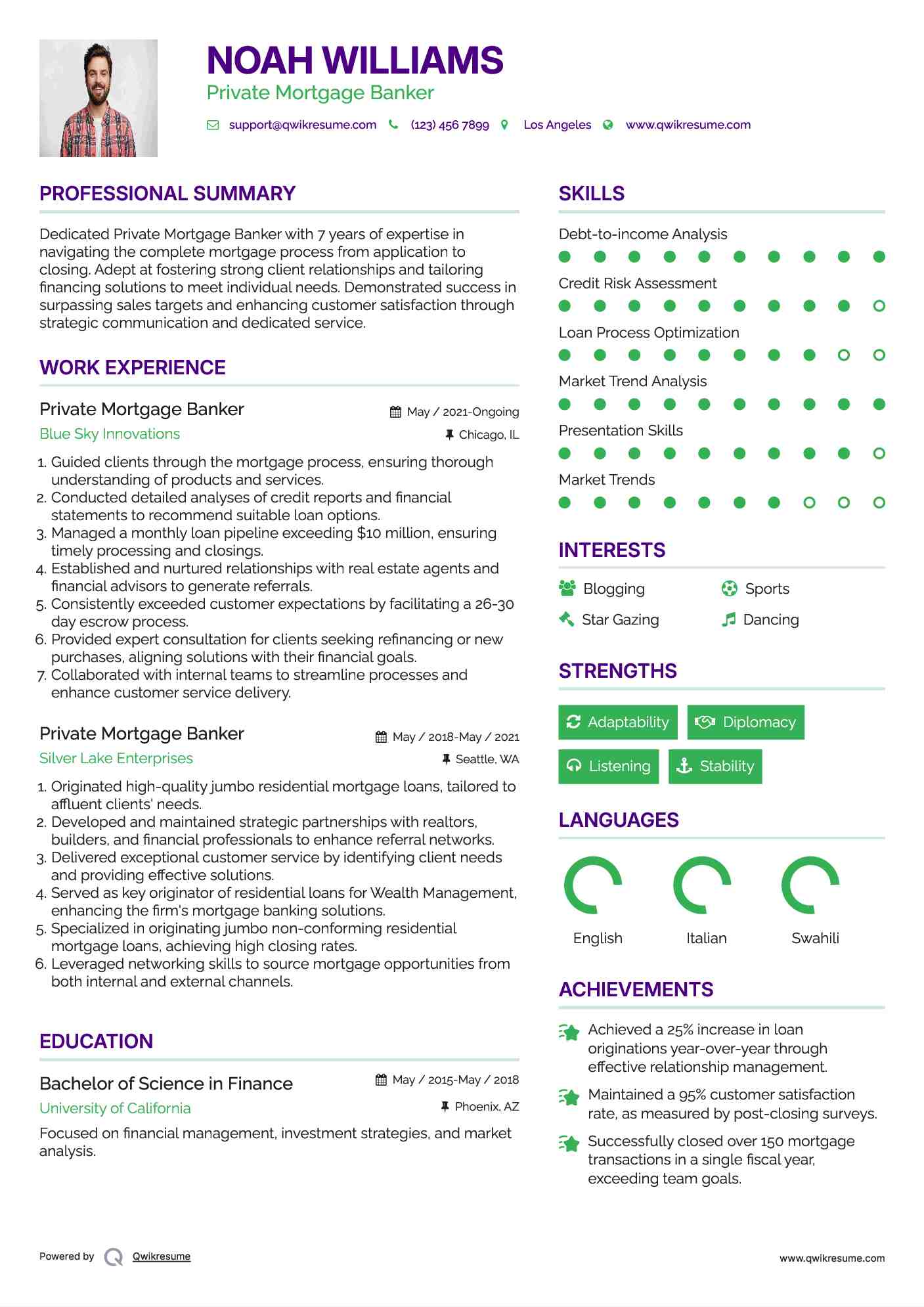 Private Mortgage Banker Resume Format
