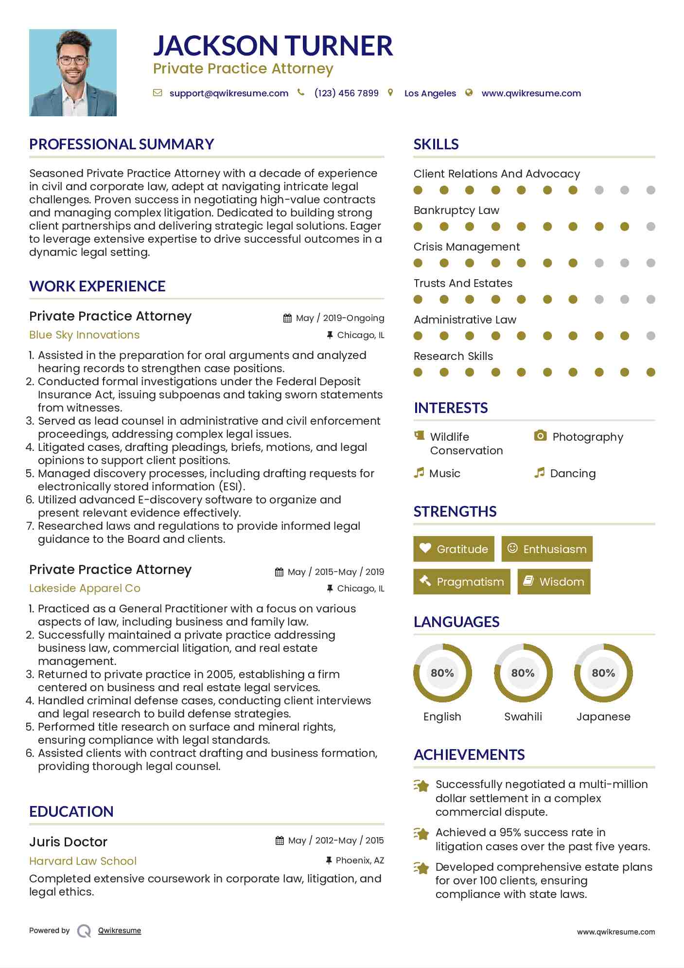 Private Practice Attorney Resume Template