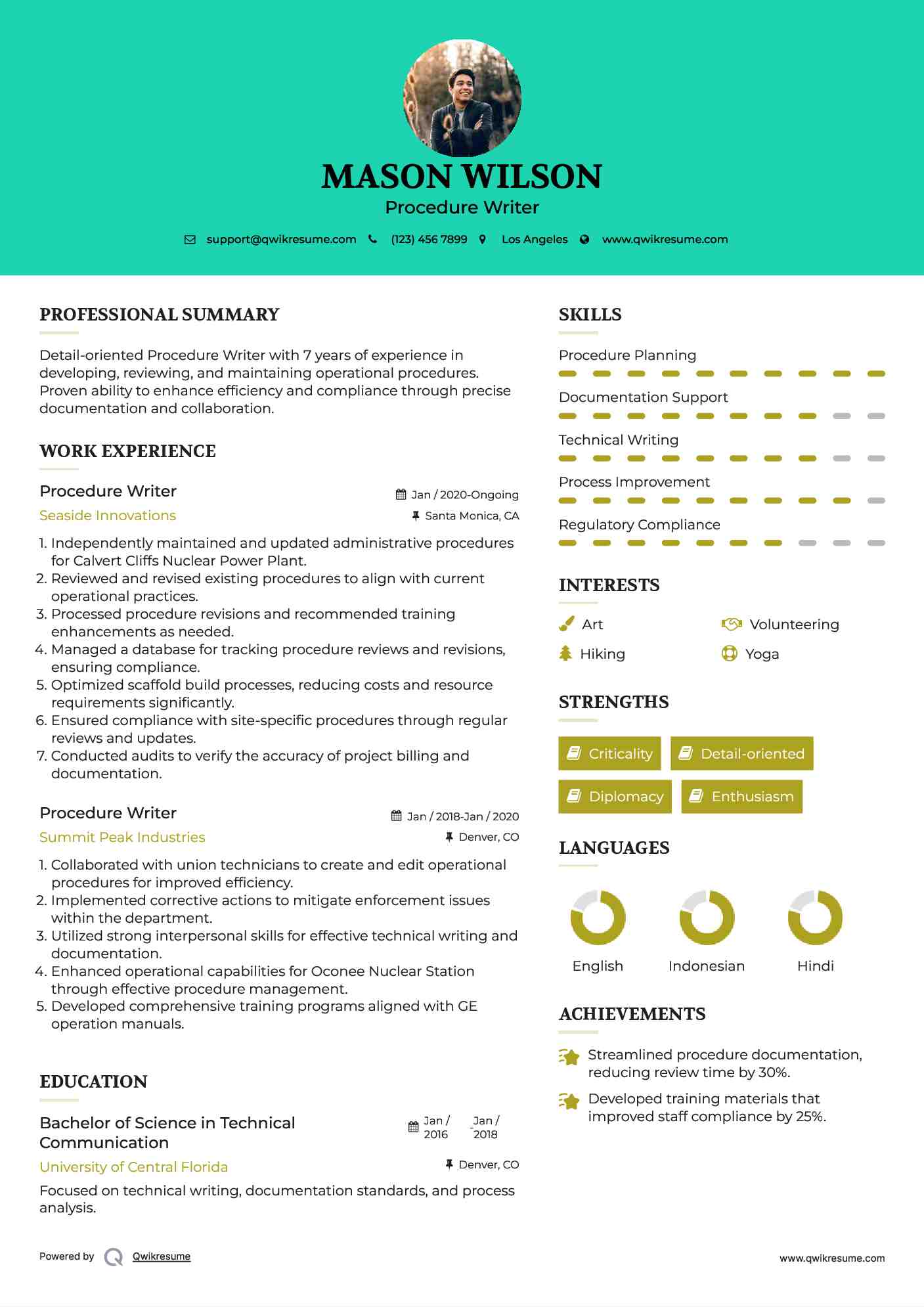 Procedure Writer Resume Samples QwikResume