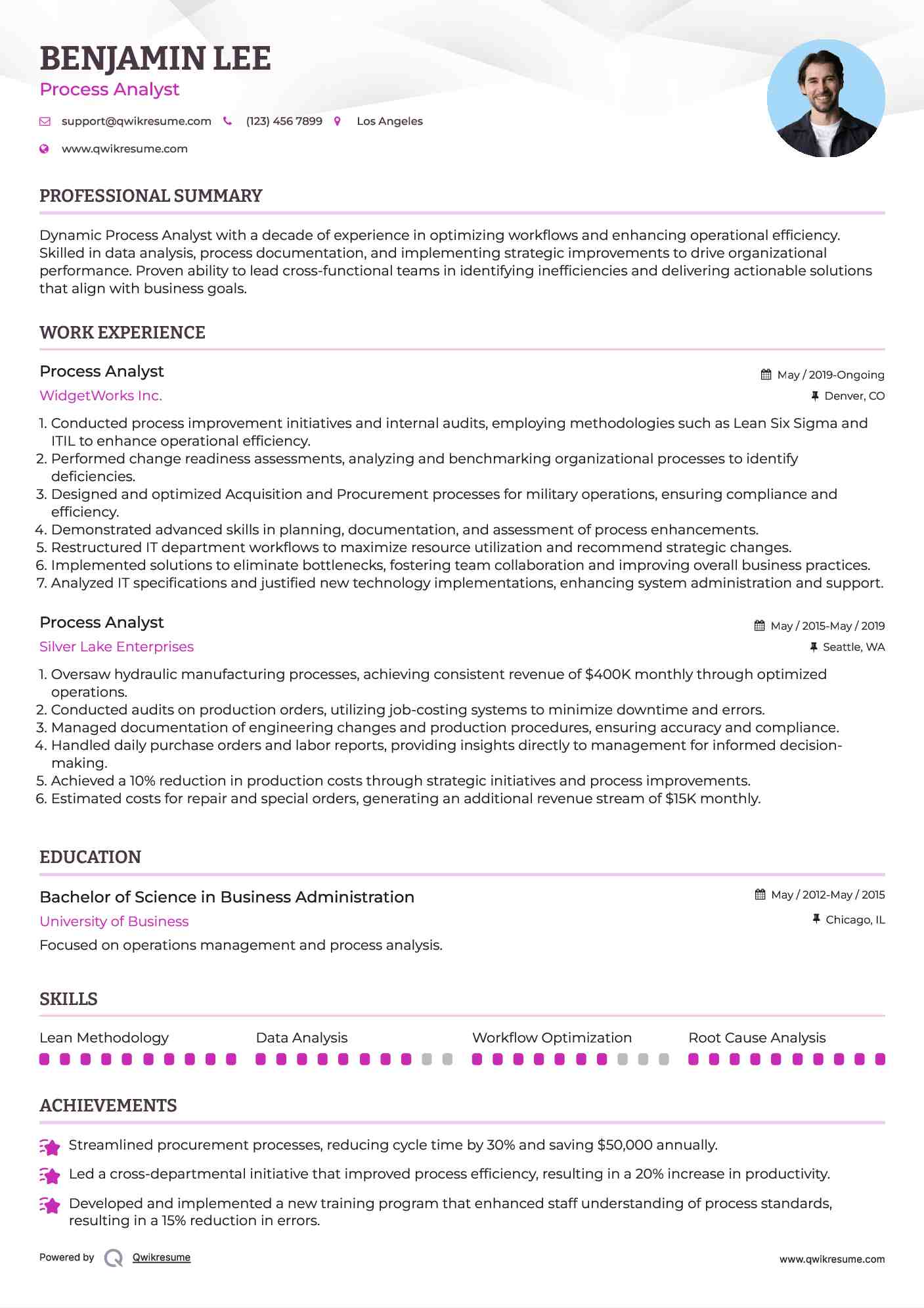 Process Analyst Resume Template