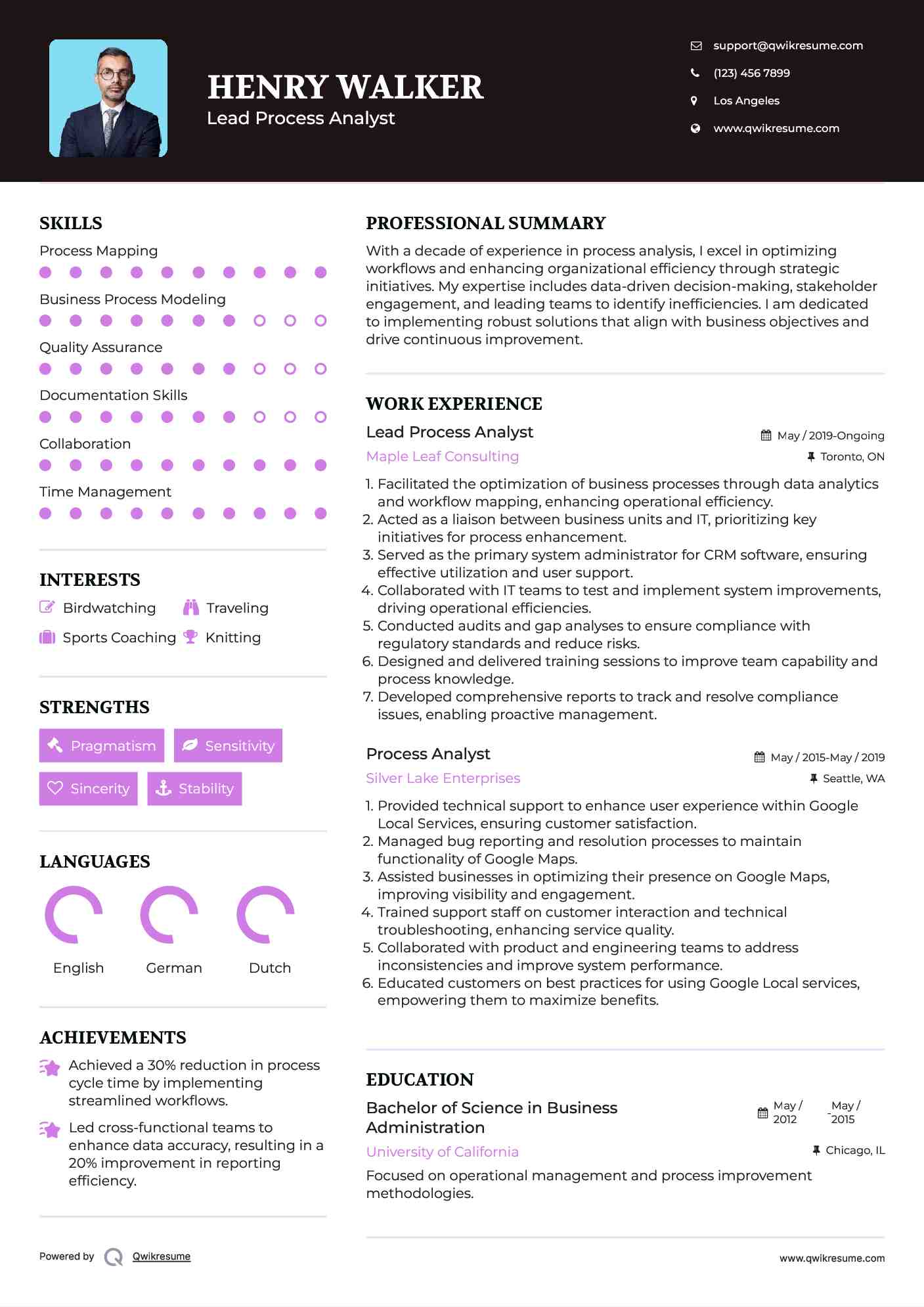 Lead Process Analyst Resume Format