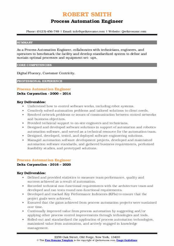 Process Automation Engineer Resume - Process Automation Engineer 1709554412 Pdf 