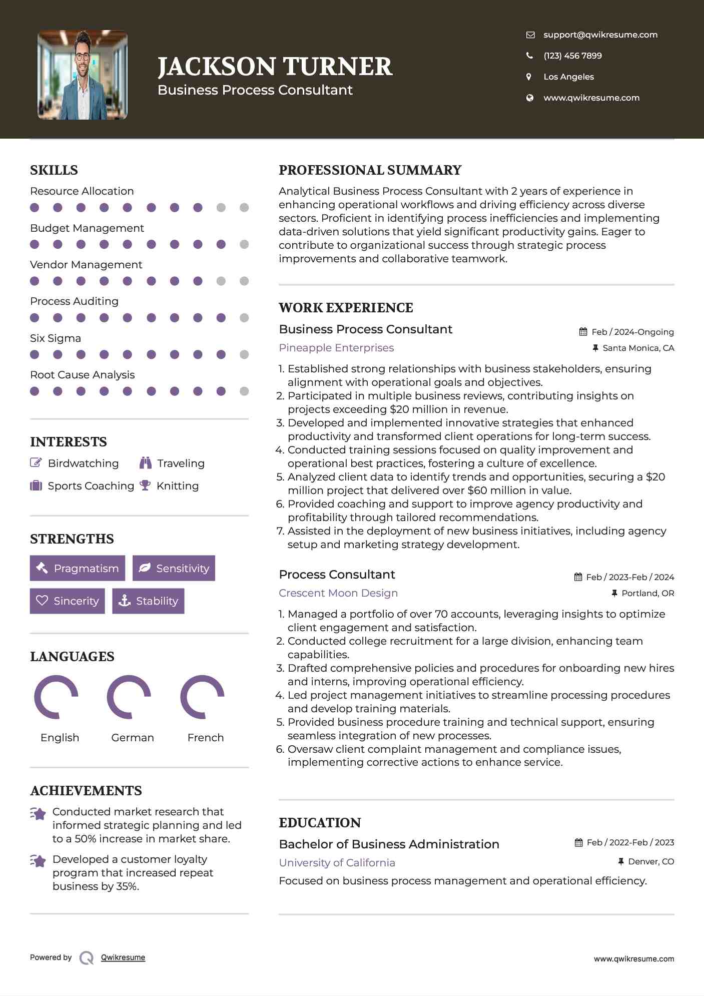 Business Process Consultant  Resume Format