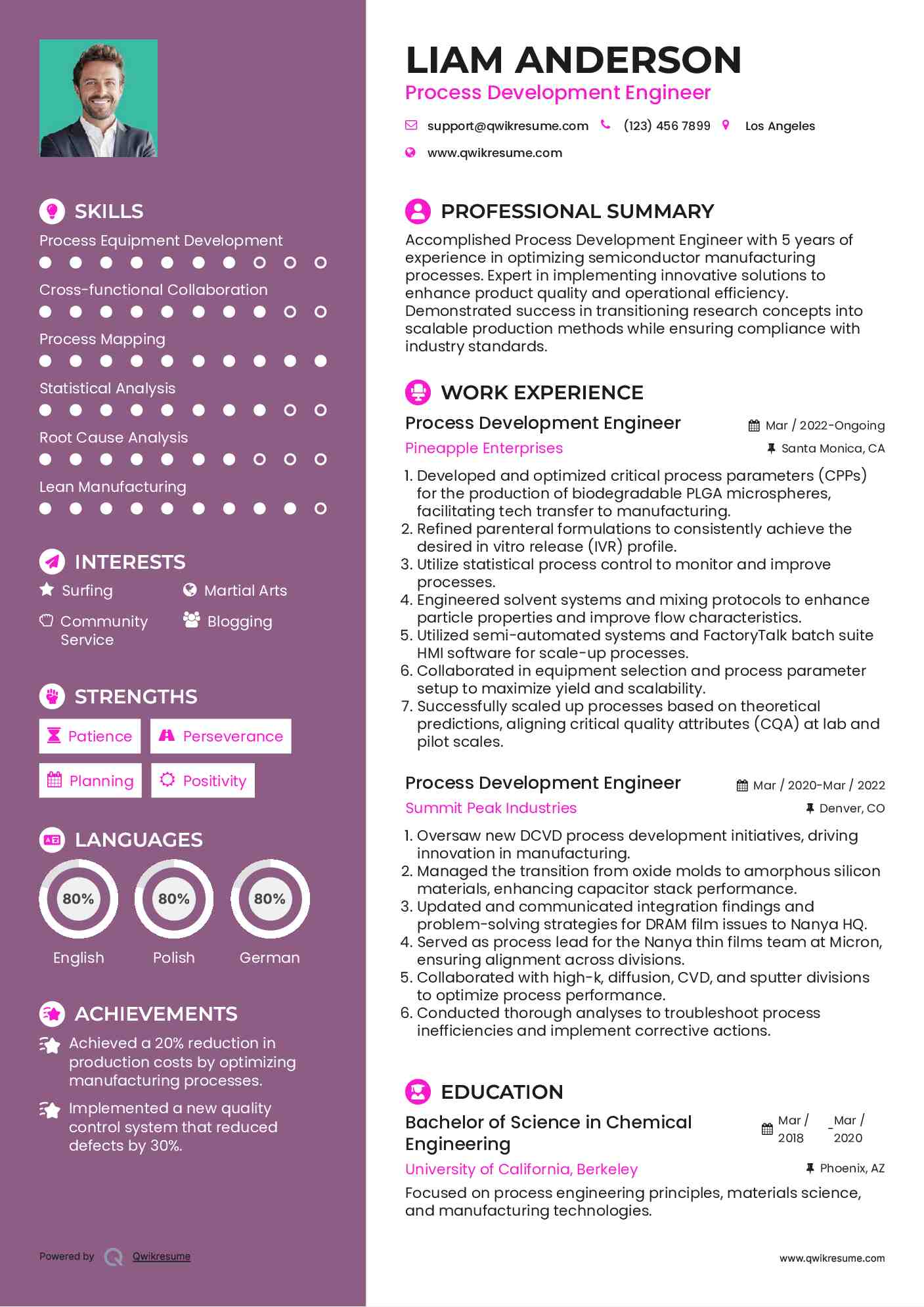 Process Development Engineer Resume Format