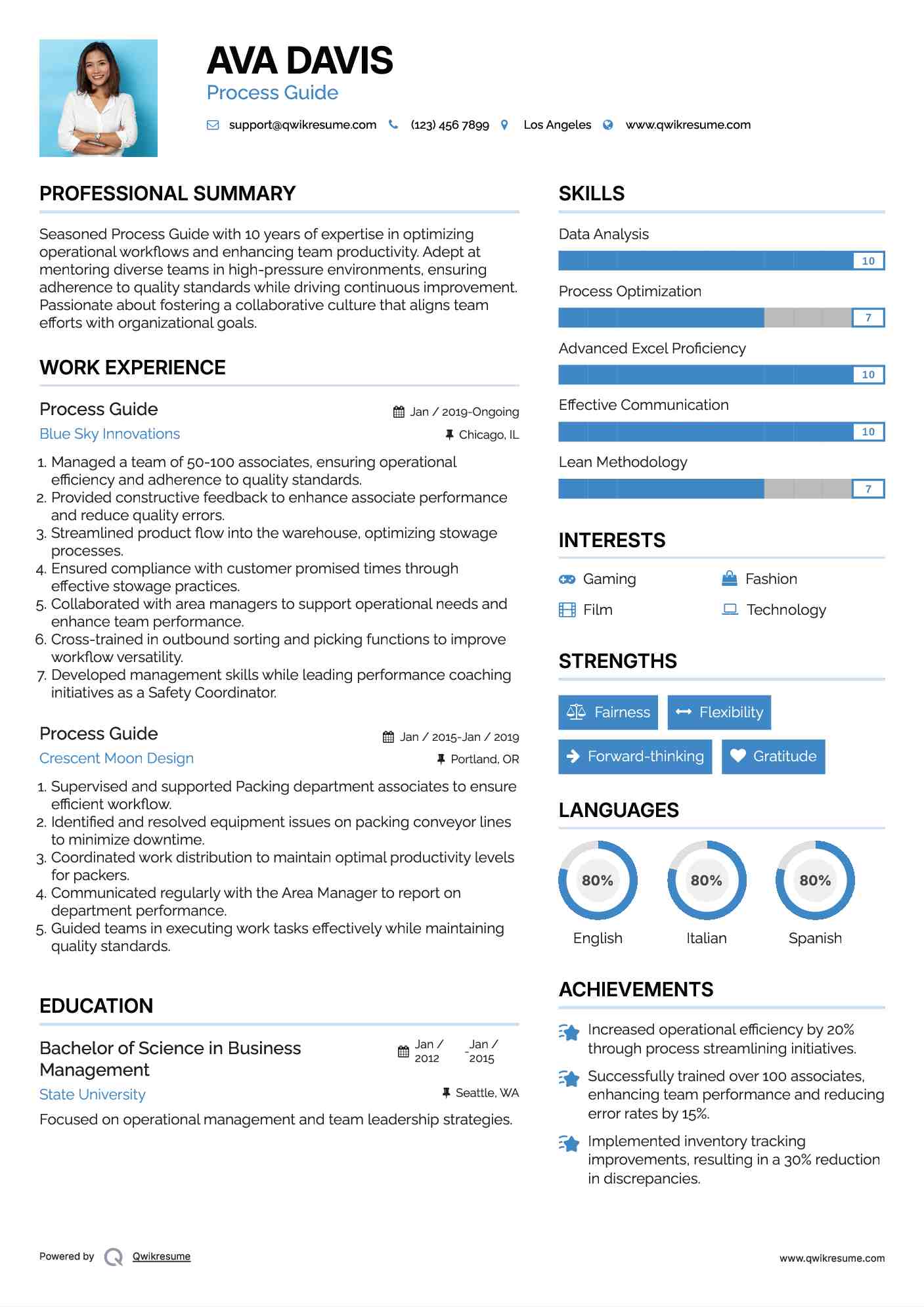 Process Guide Resume Format