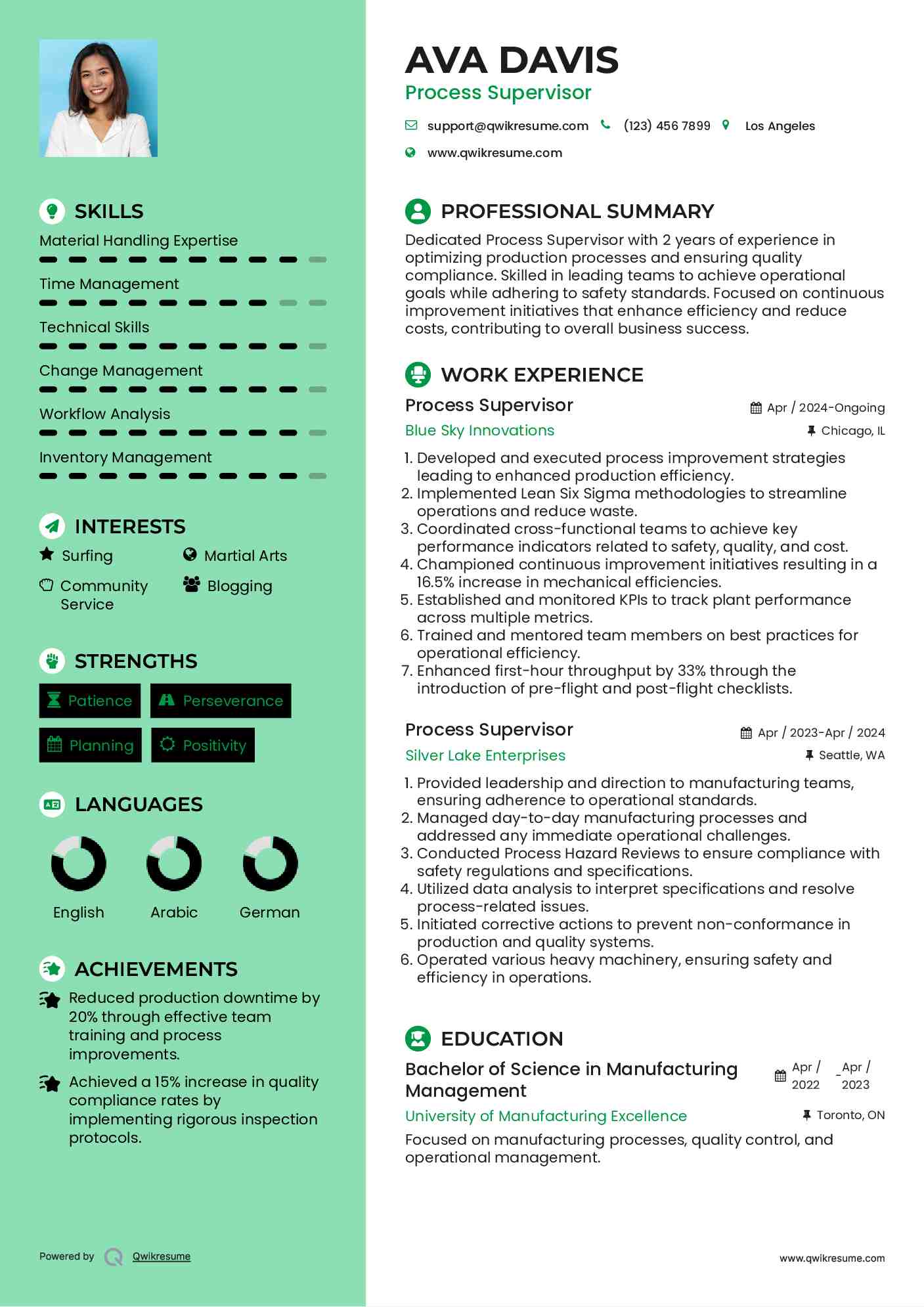 Process Supervisor Resume Template