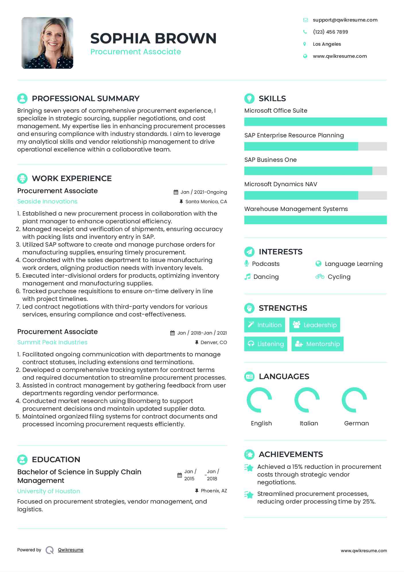 Procurement Associate Resume Format