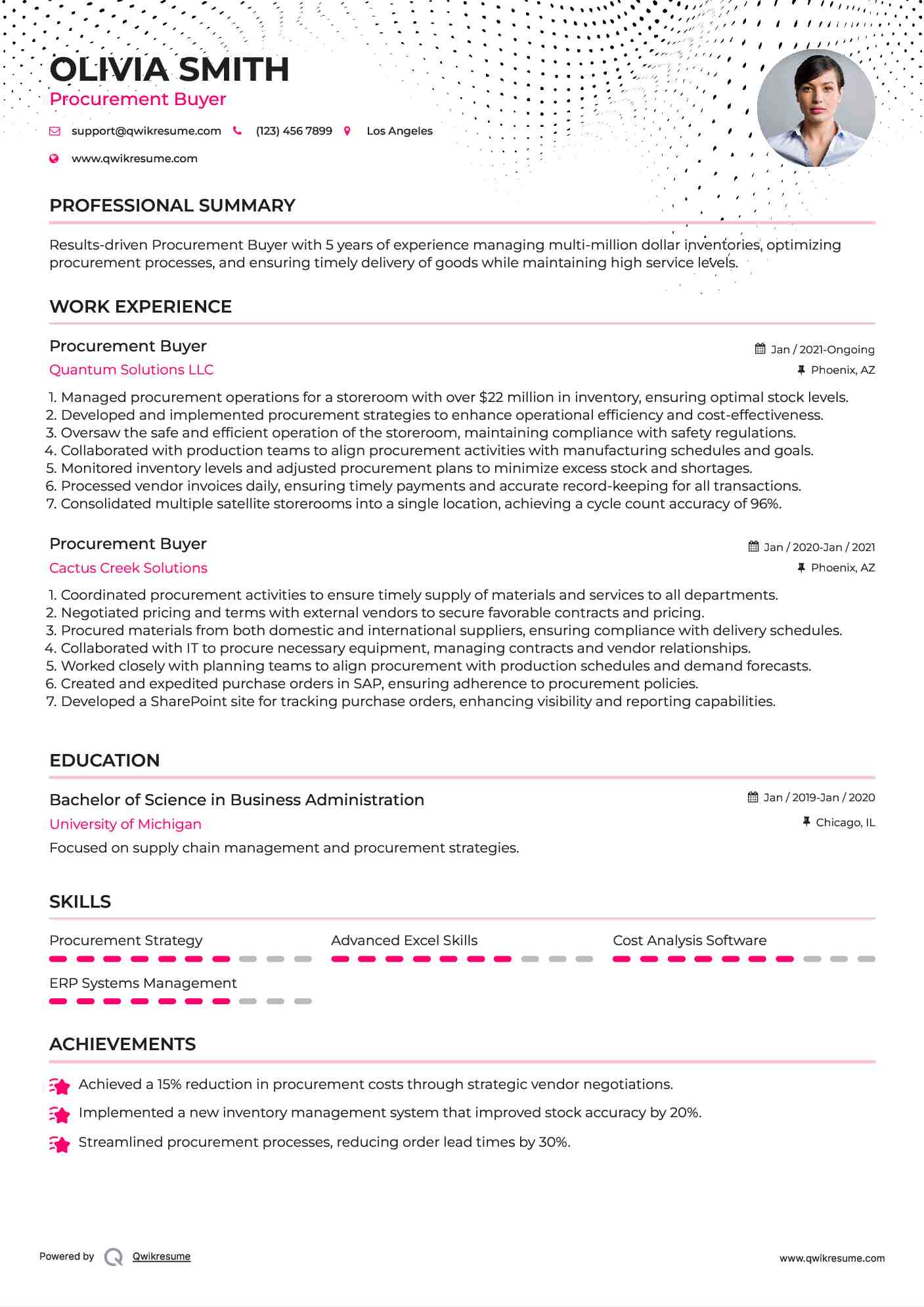 Procurement Buyer Resume Example