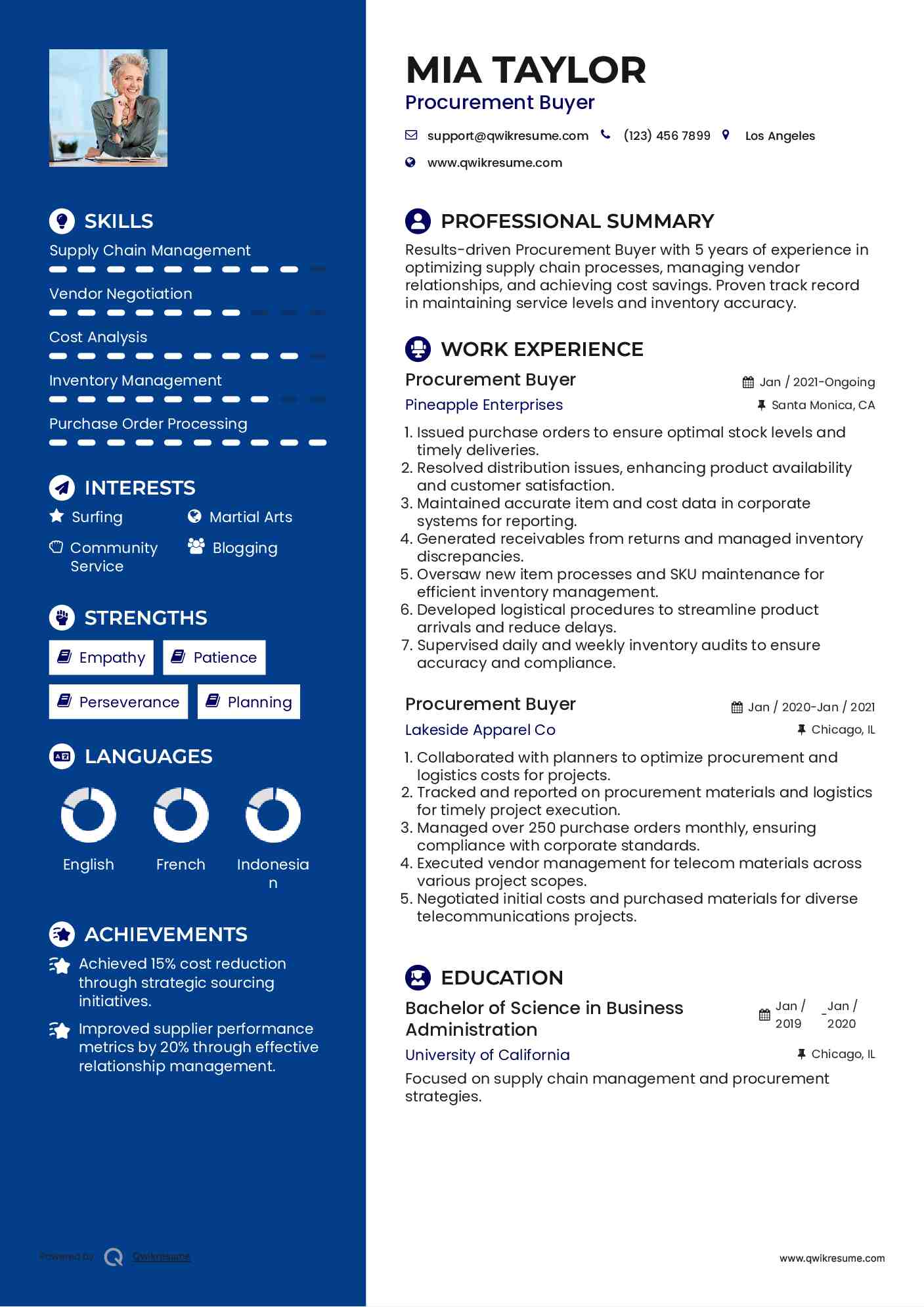 Procurement Buyer Resume Format